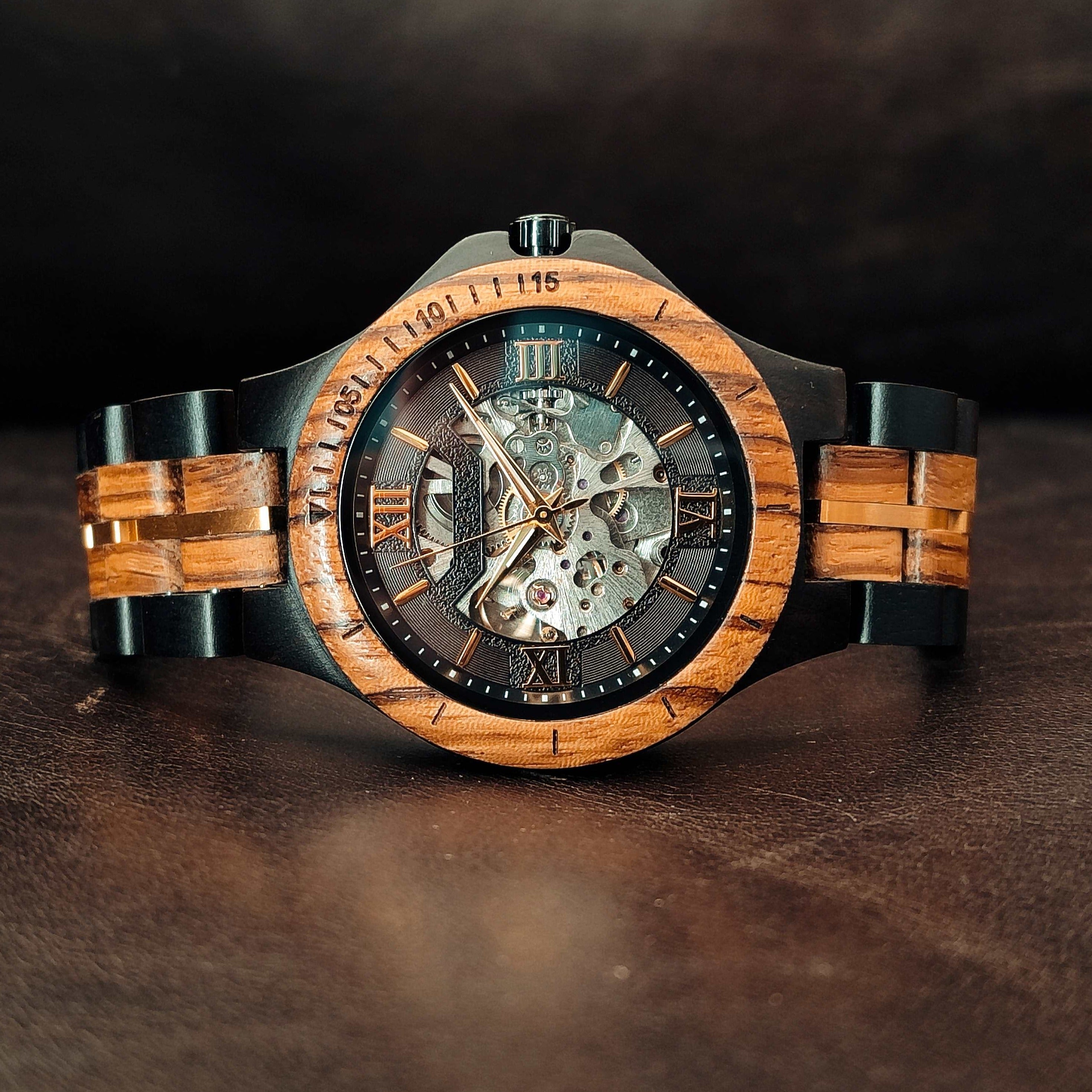 The Mechanical - Zebra & Ebony Wood Watch