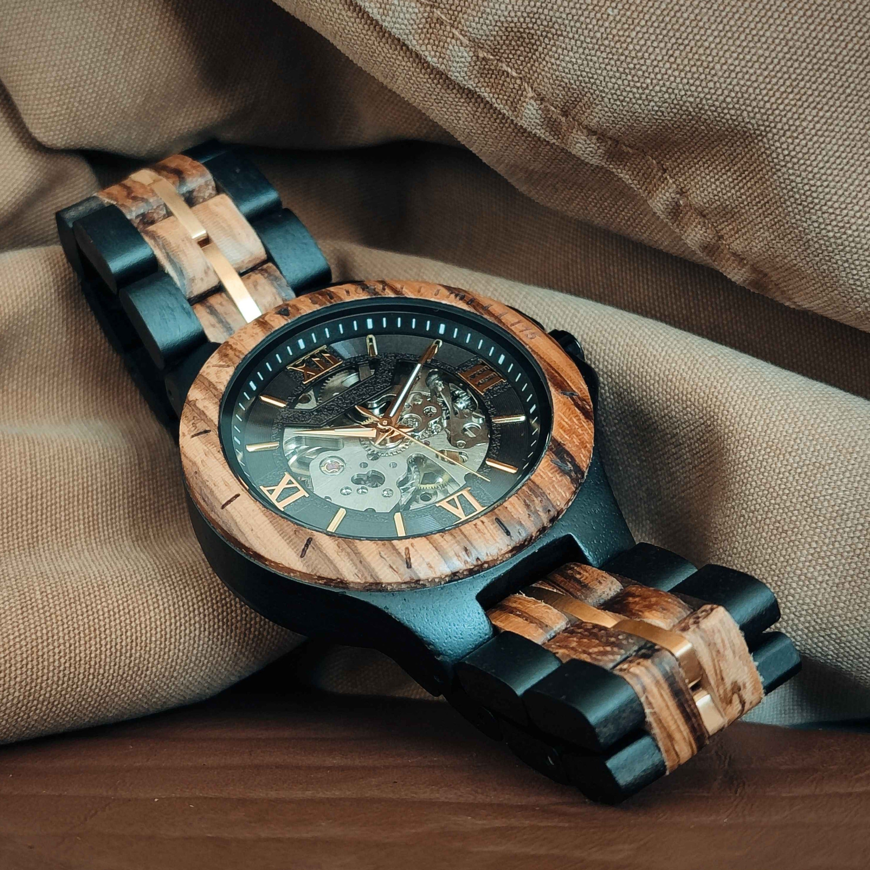 The Mechanical - Zebra & Ebony Wood Watch