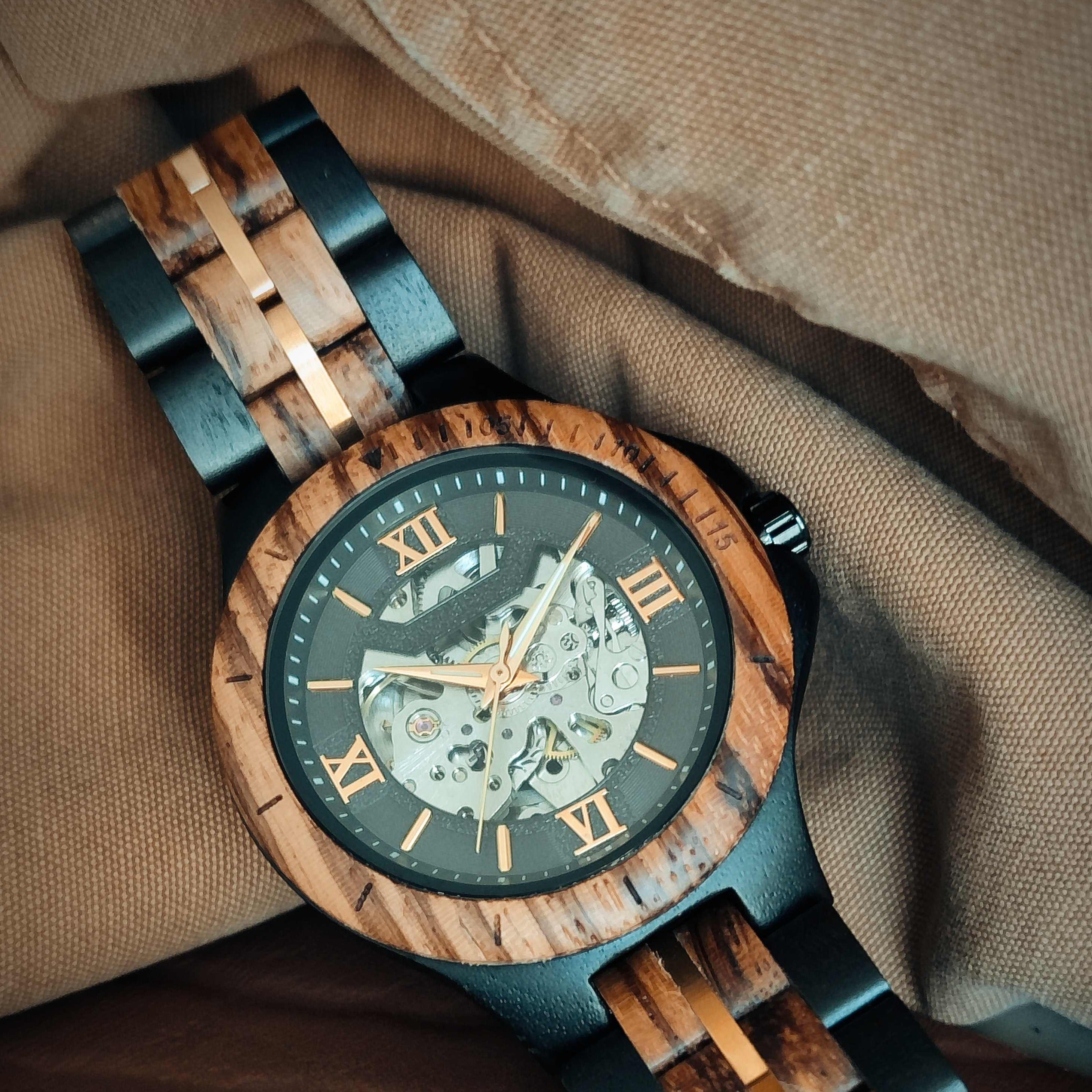 The Mechanical - Zebra & Ebony Wood Watch