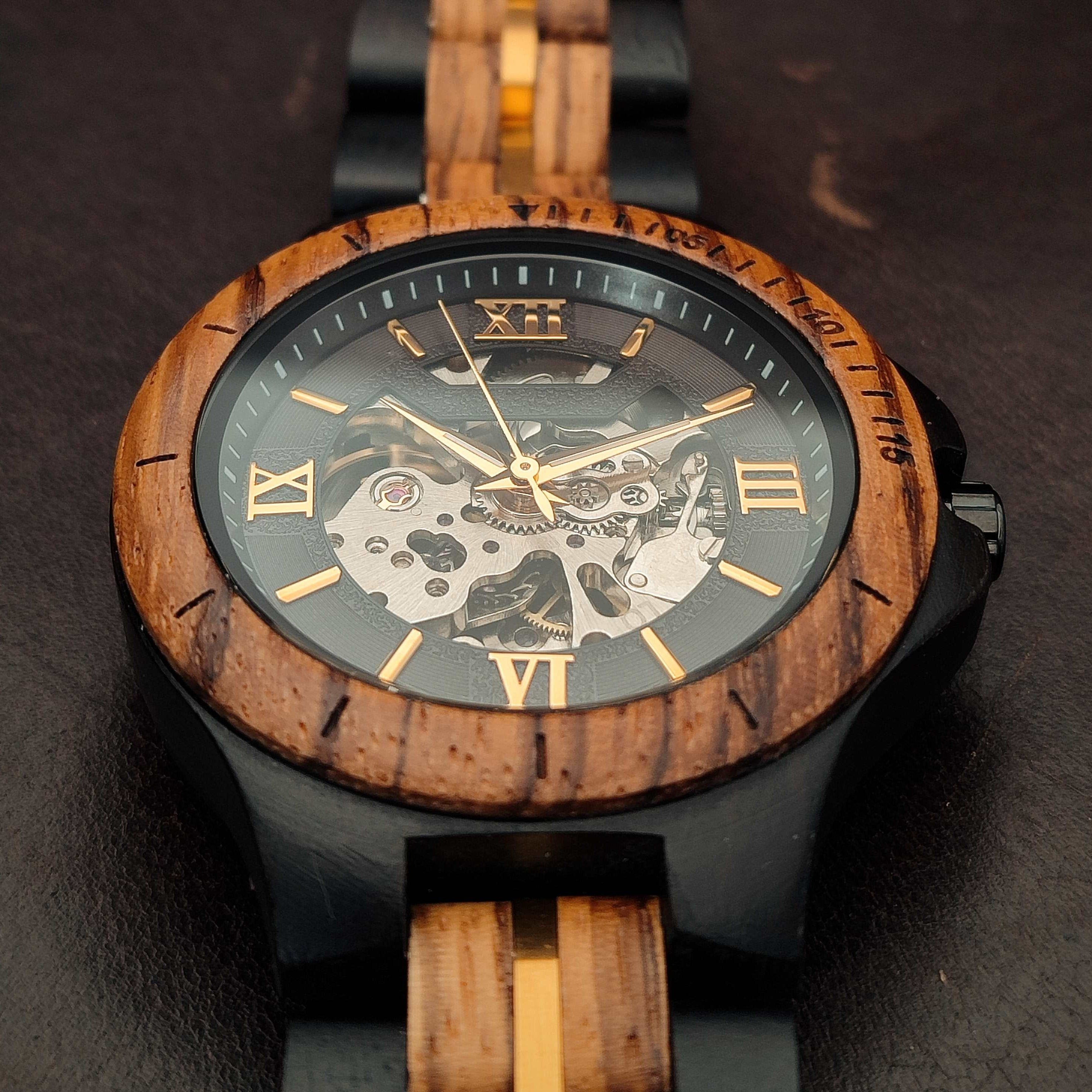 The Mechanical - Zebra & Ebony Wood Watch