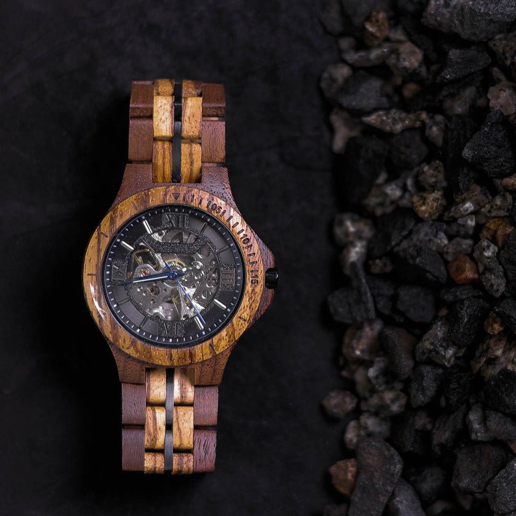 The Mechanical - Zebra & Walnut Wood Watch