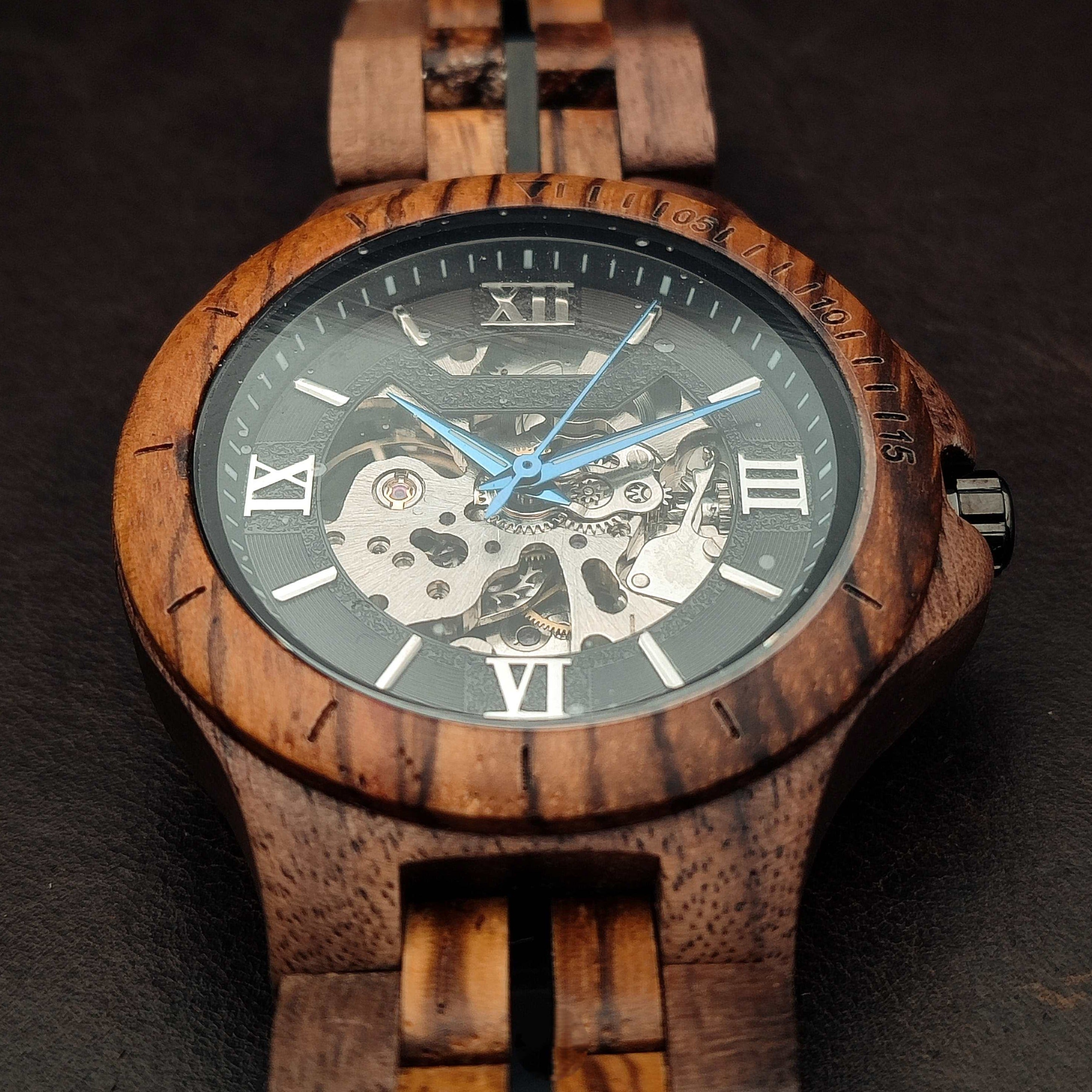 The Mechanical - Zebra & Walnut Wood Watch