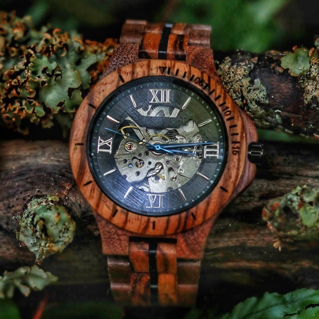 The Mechanical - Zebra & Walnut Wood Watch