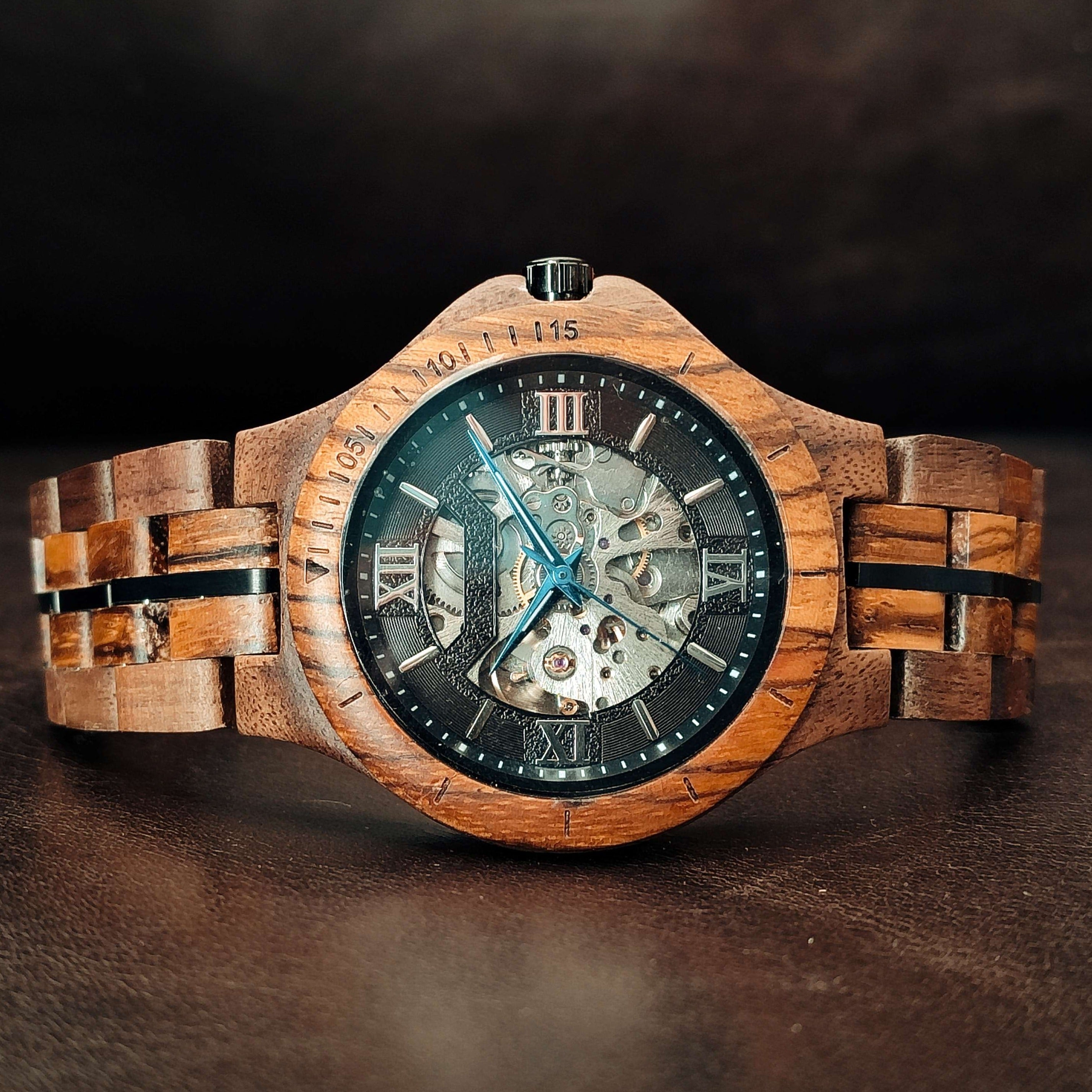 The Mechanical - Zebra & Walnut Wood Watch