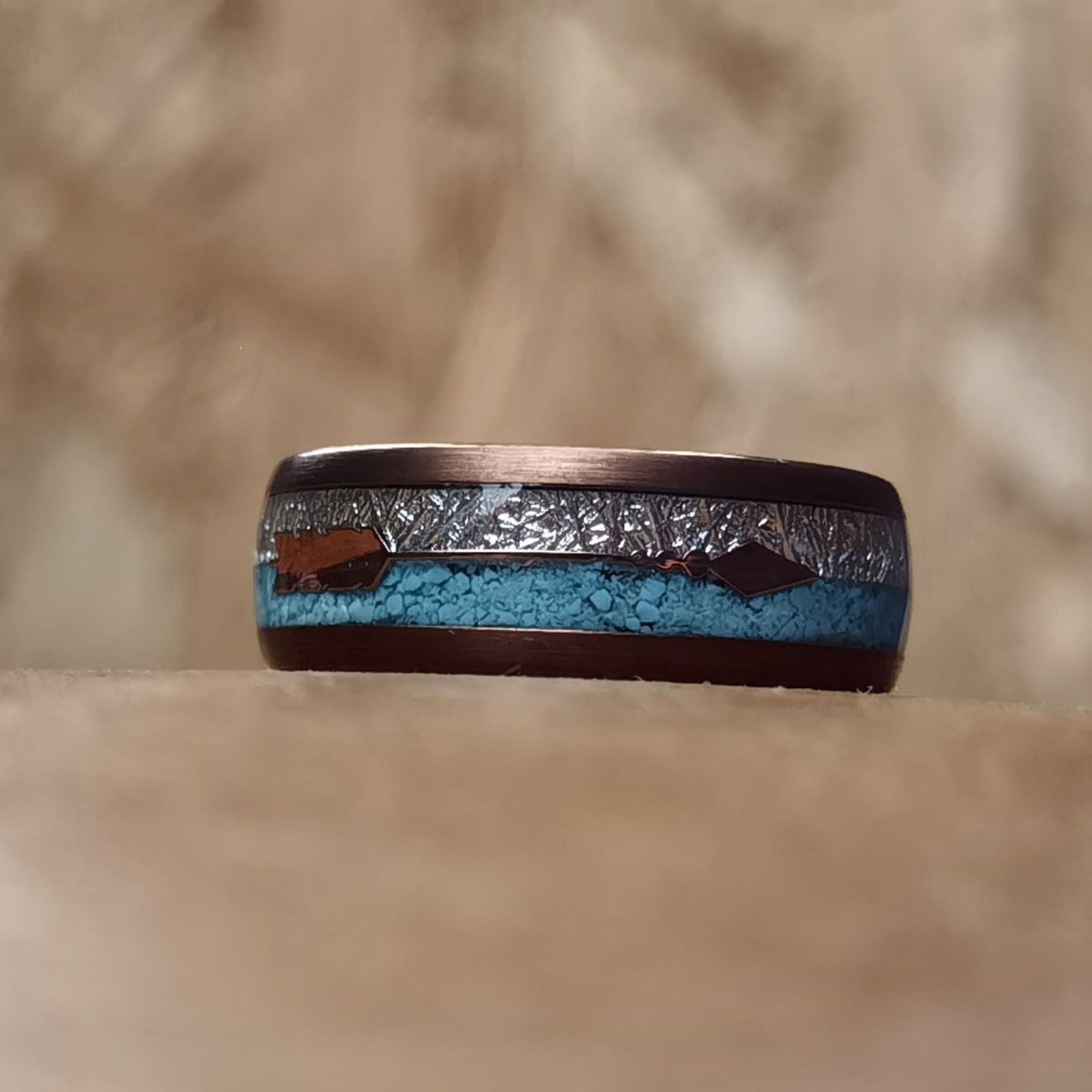 Tybalt - Blue Resin & Meteorite Men's Tungsten Ring