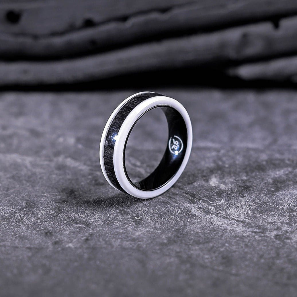 Venom Ceramic - Ebony & Ceramic Men's Tungsten Ring