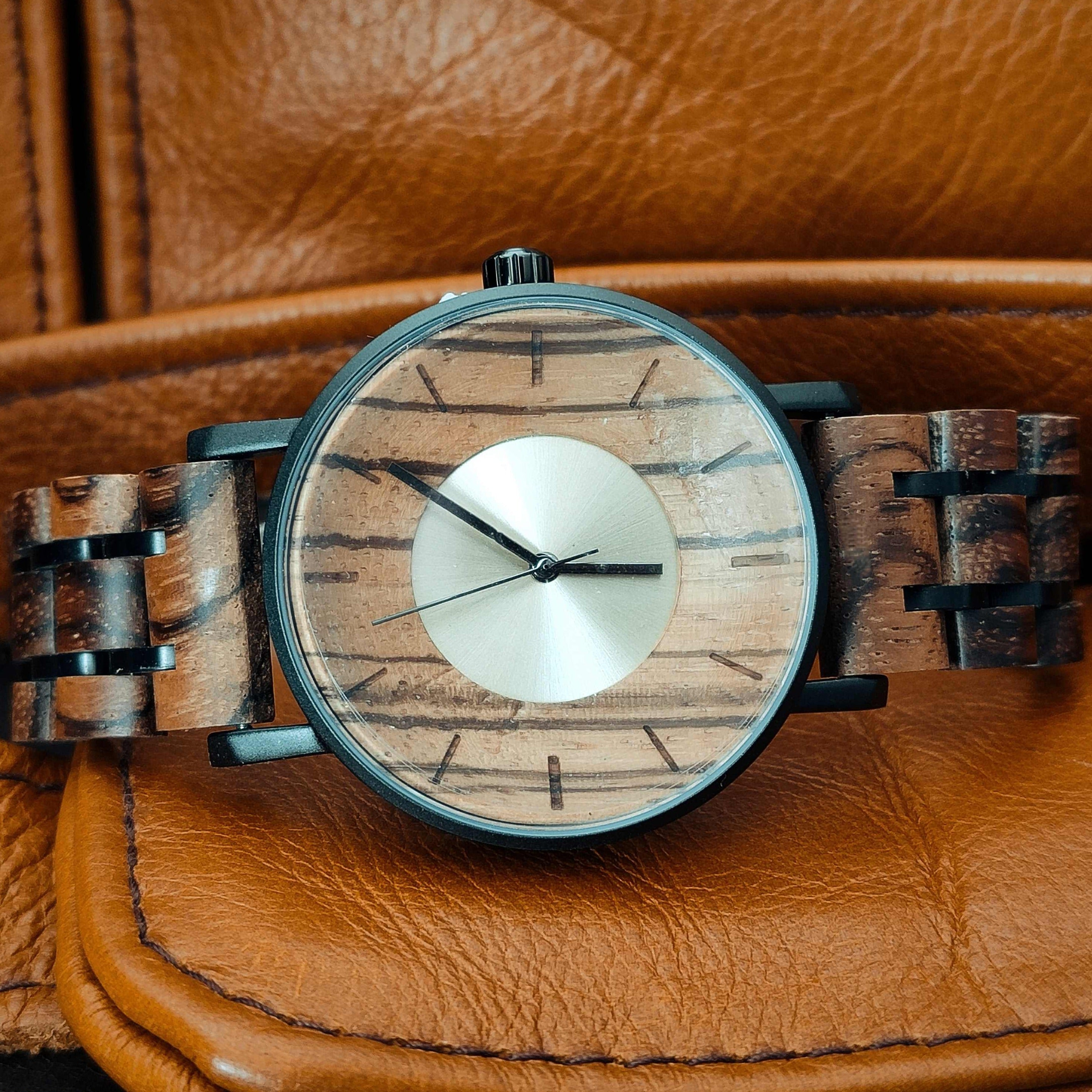 Vision - Zebrawood & Matte black Plated Stainless Steel Watch