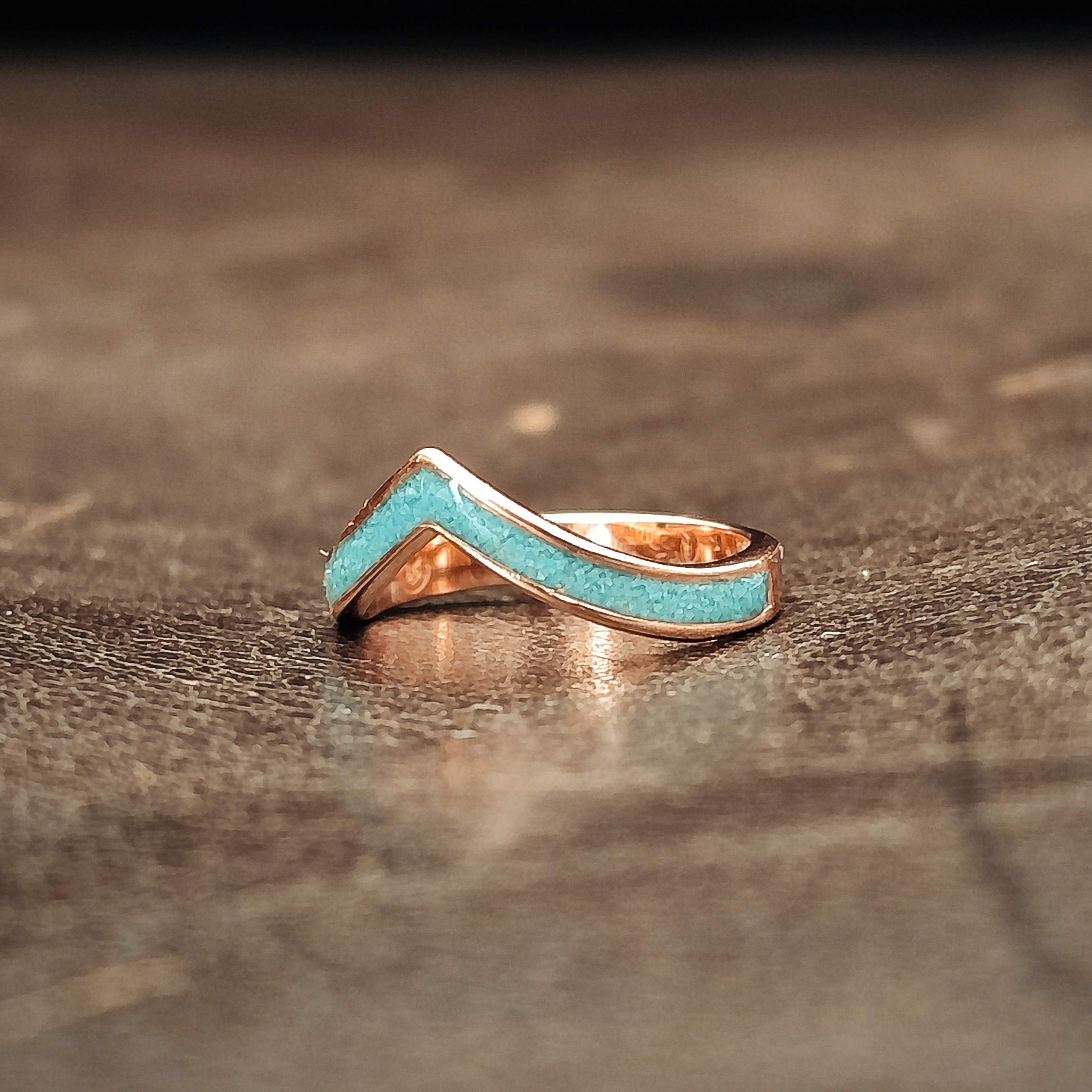 Wonder Woman - Rose gold Crushed Turquoise Womens Ring