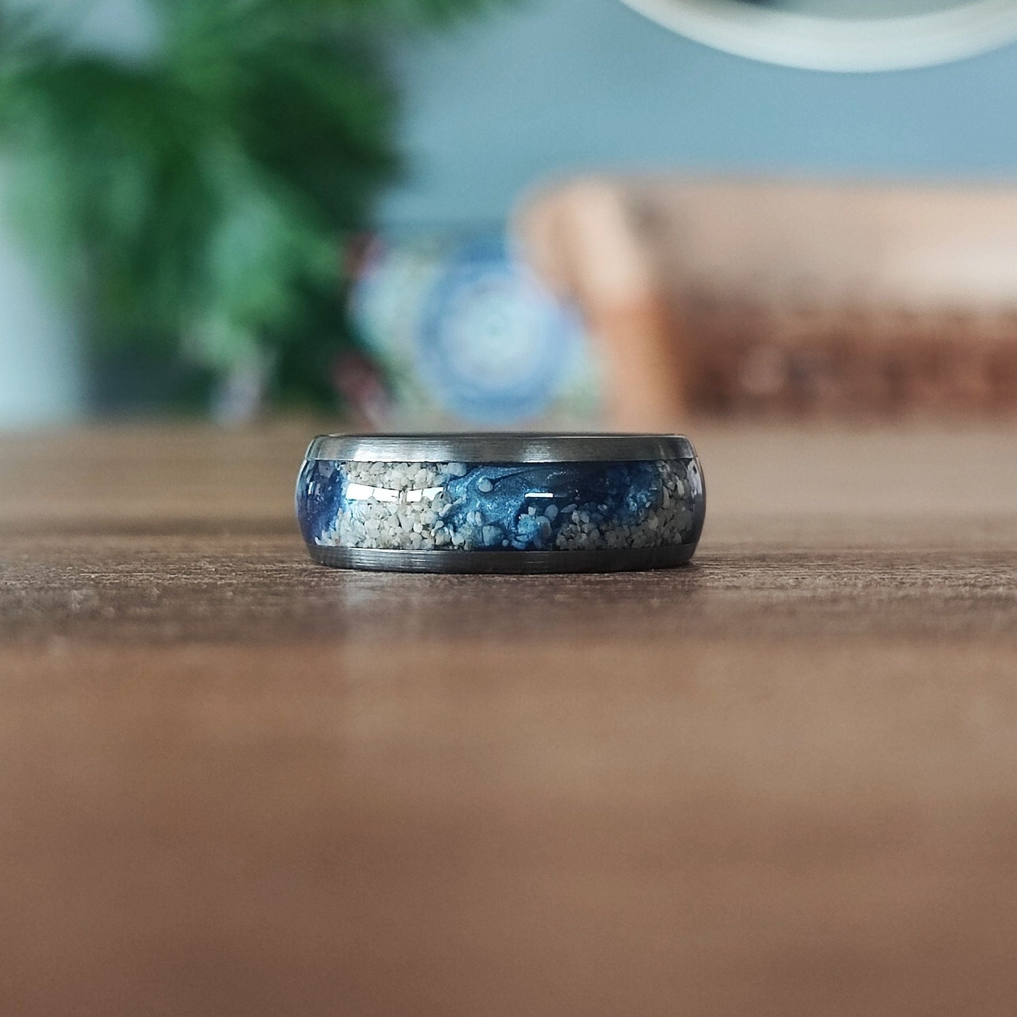 Ocean Avenue – Jamaican Beach Sand And Resin Tungsten Ring - Touchwood