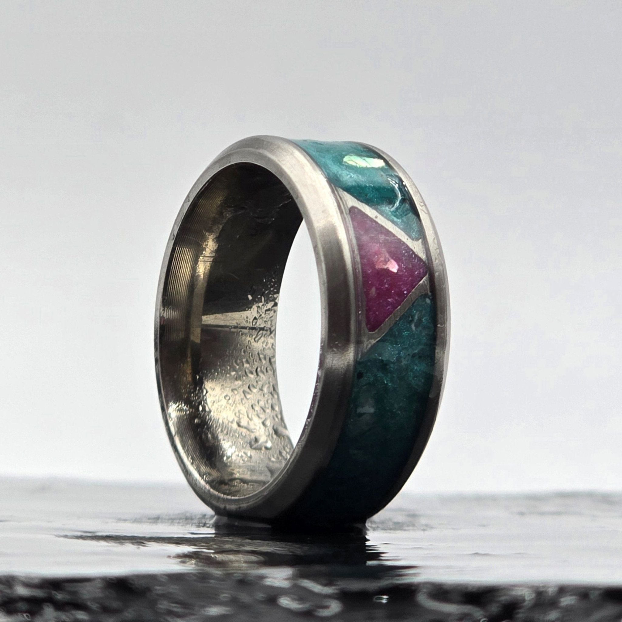 The Miami Ring: GITD Aquamarine & Magenta Abalone — A Neon Middle Finger to Winter - Touchwood
