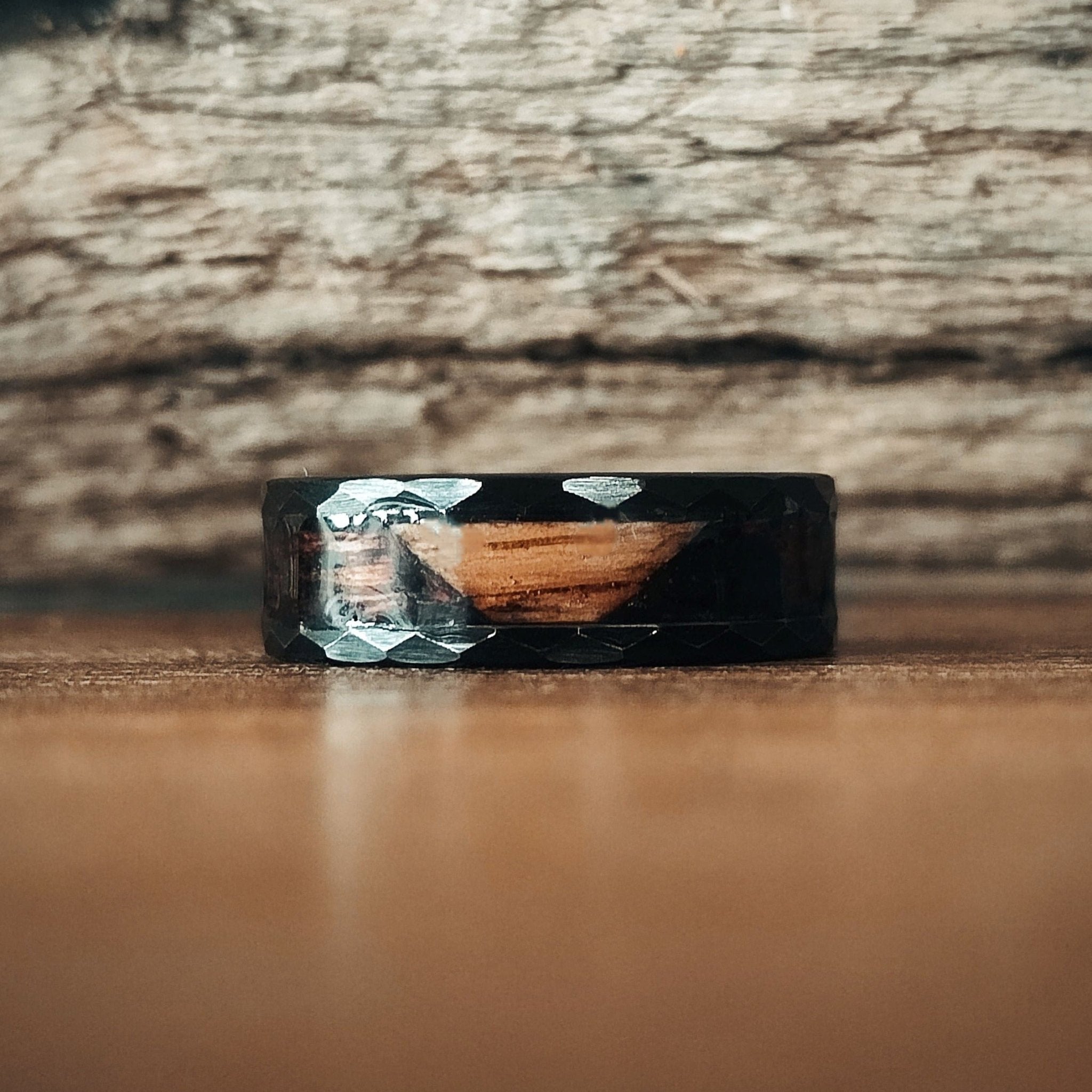 The Viper: Brandy-Infused Wood and Tungsten Ring – A Bold Statement of Style and Craftsmanship - Touchwood