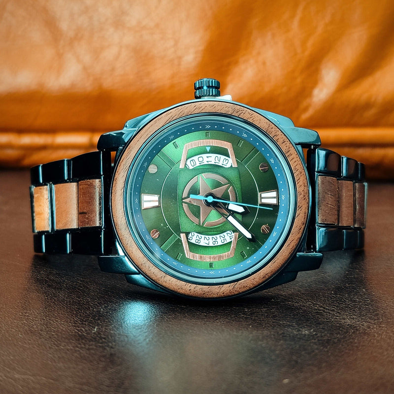 Blue Star - Walnut Wooden Watch