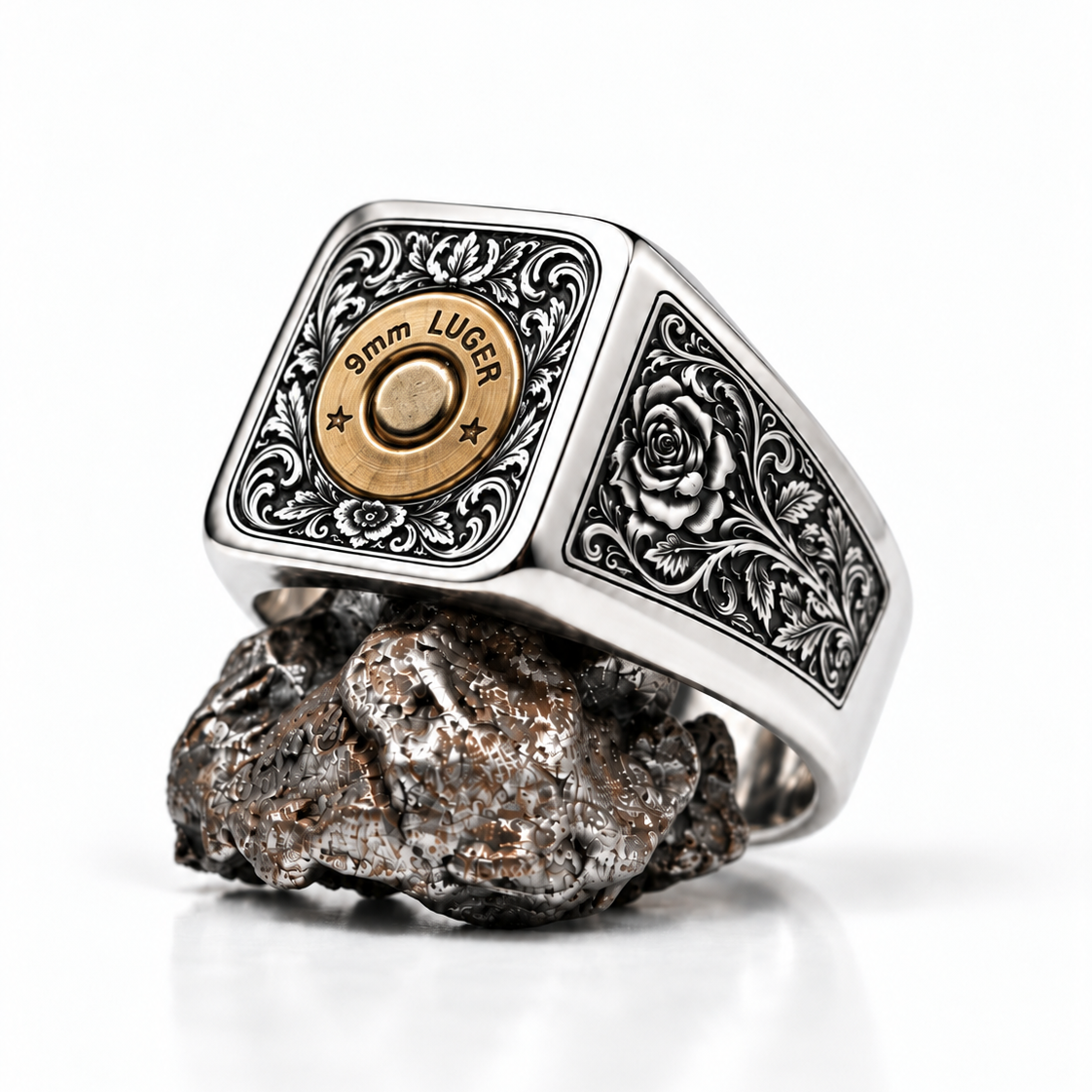 The Gunslinger - Old school smith & Wesson art detail Ring