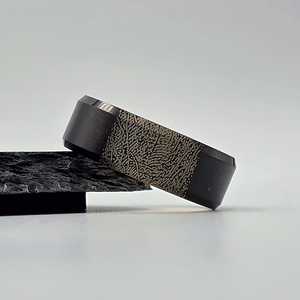 The Imprint Ring - Black Plated Tungsten (Your Fingerprint)