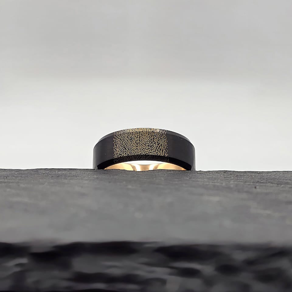 The Imprint Ring - Black Plated Tungsten (Your Fingerprint)