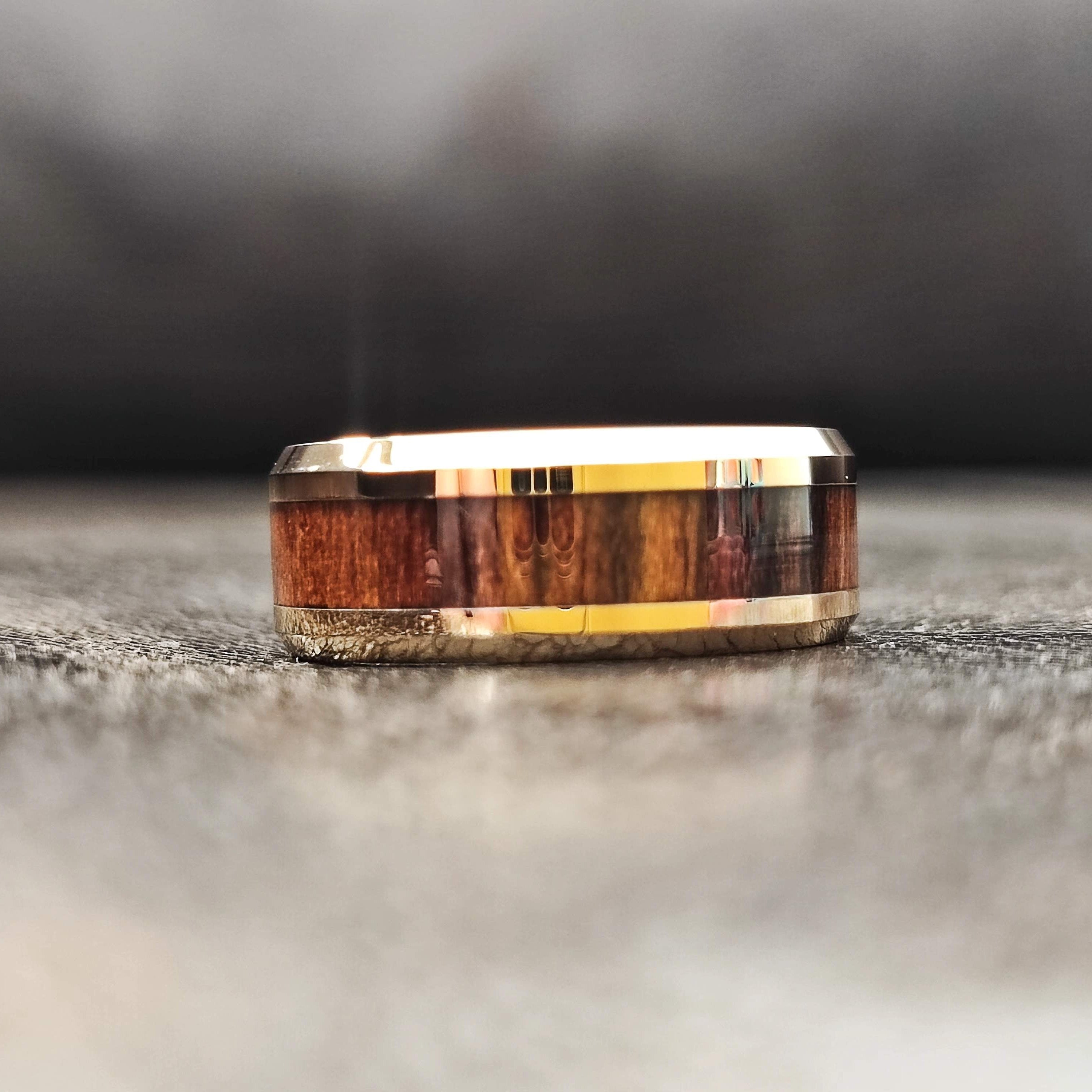 Rose gold wood sales mens ring