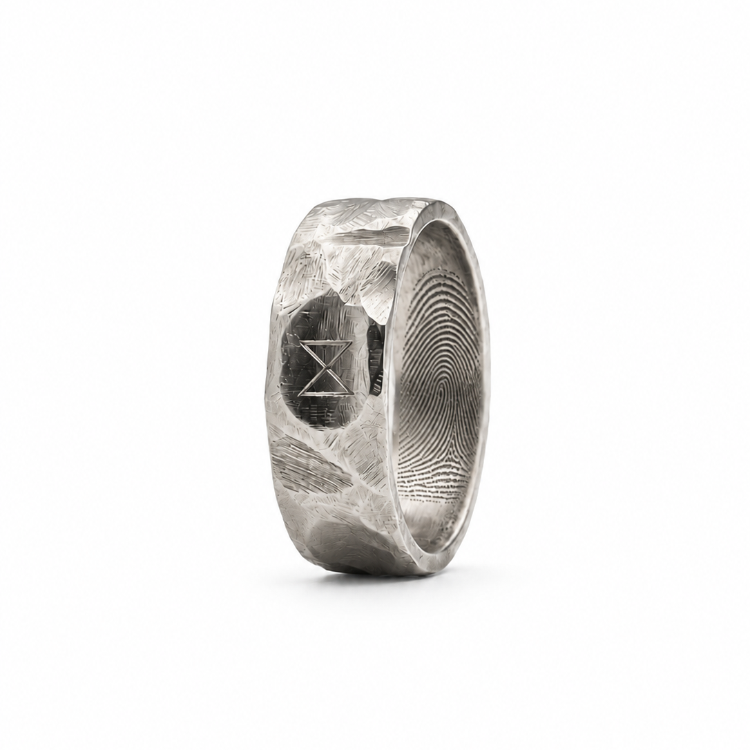 The Nordik - Blacksmith Titanium ring & Fingerprint