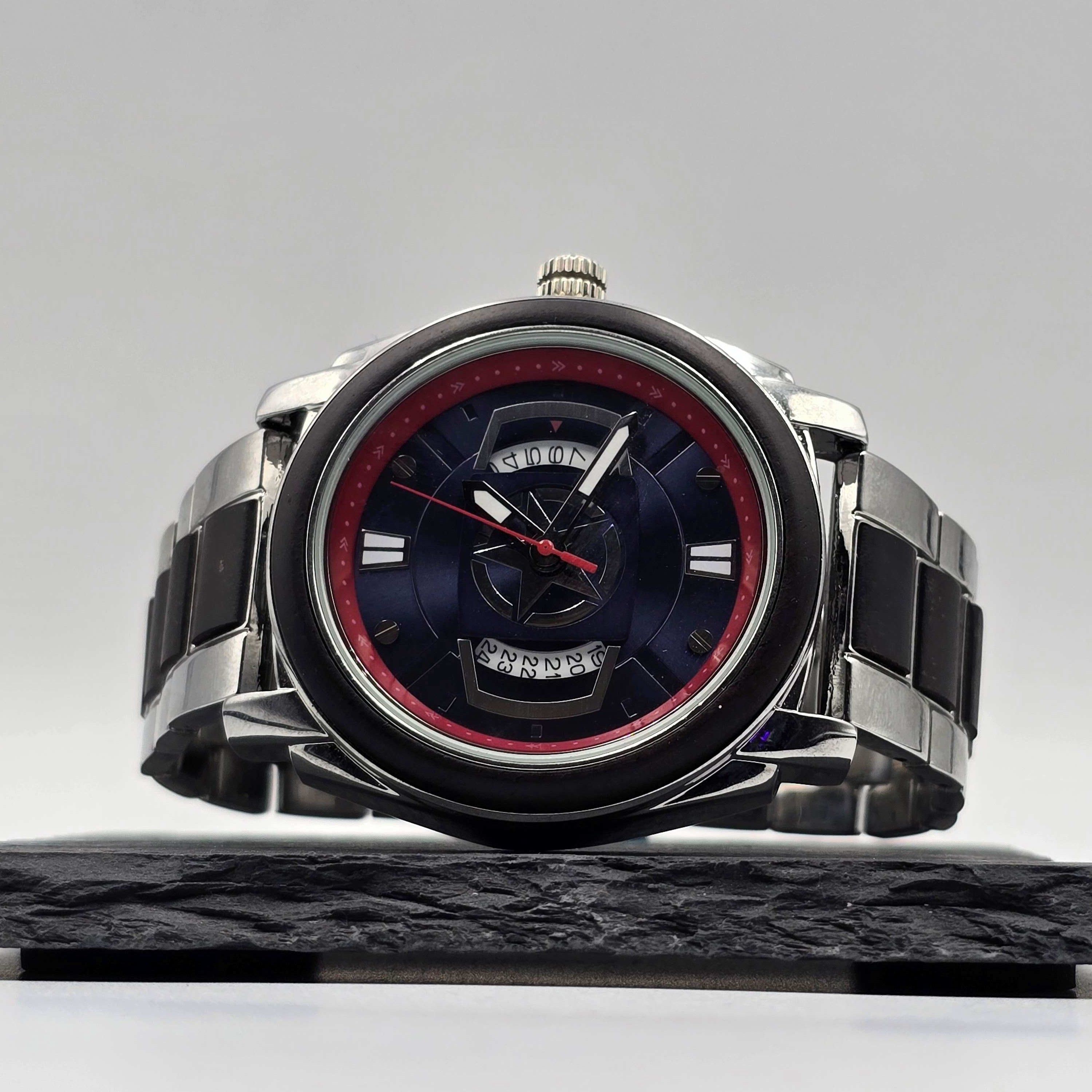 Silver Star Wooden Watch