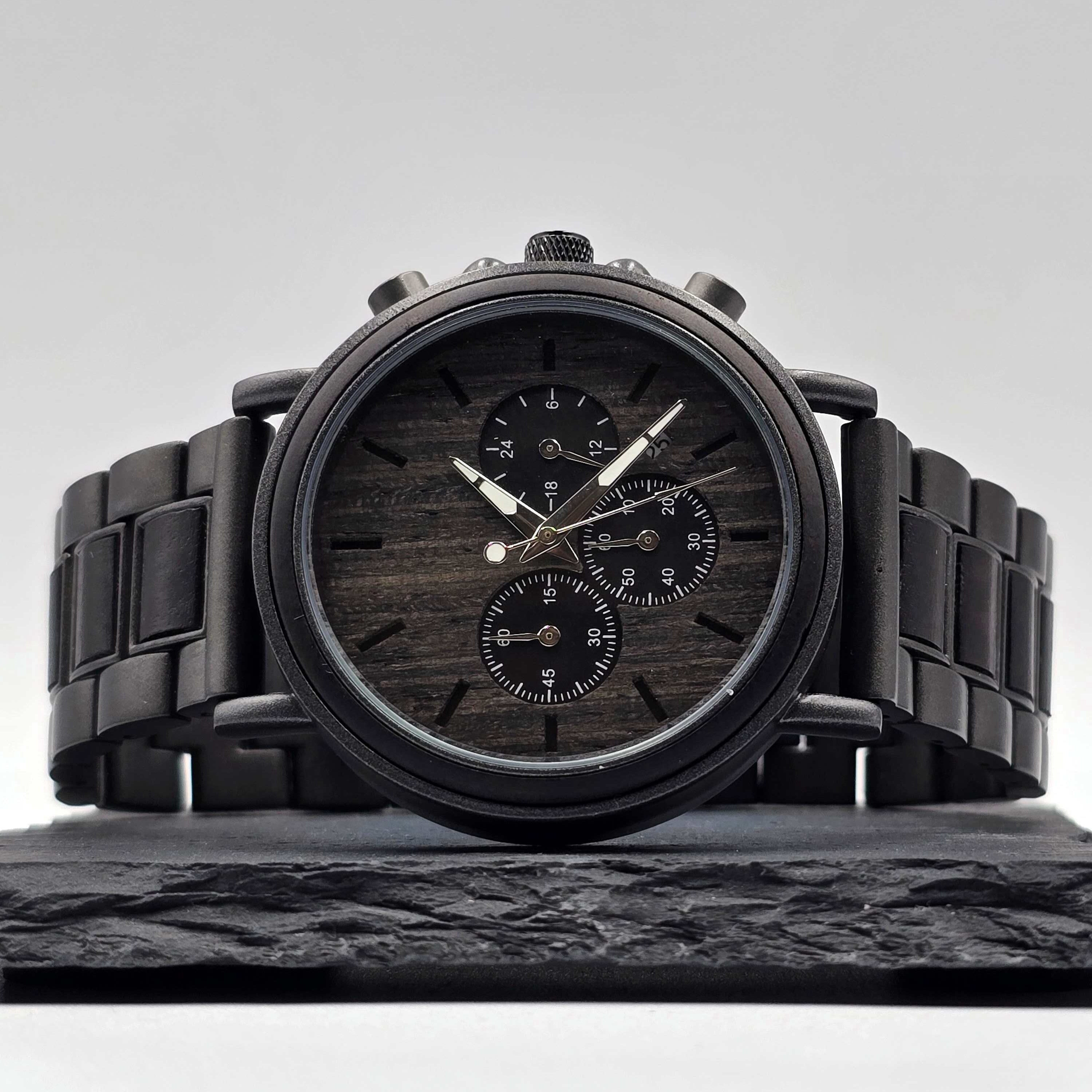 Skyler - Black Plated Stainless steel & Ebony wood