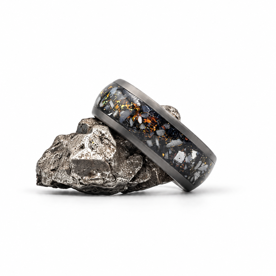 The Blackfire - Ember & Abalone ring