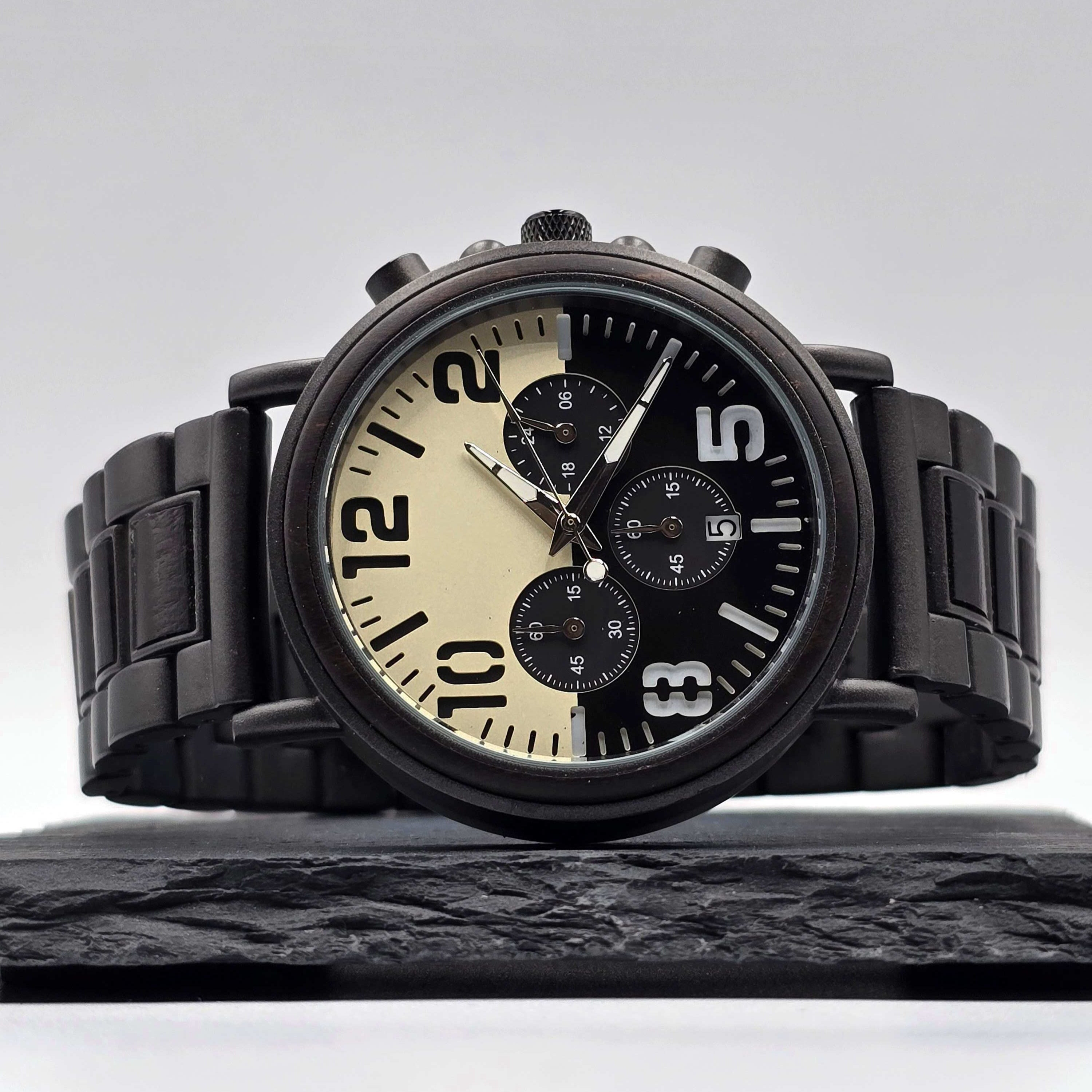 The Thing - Black Plated steel & Ebony Wooden Watch