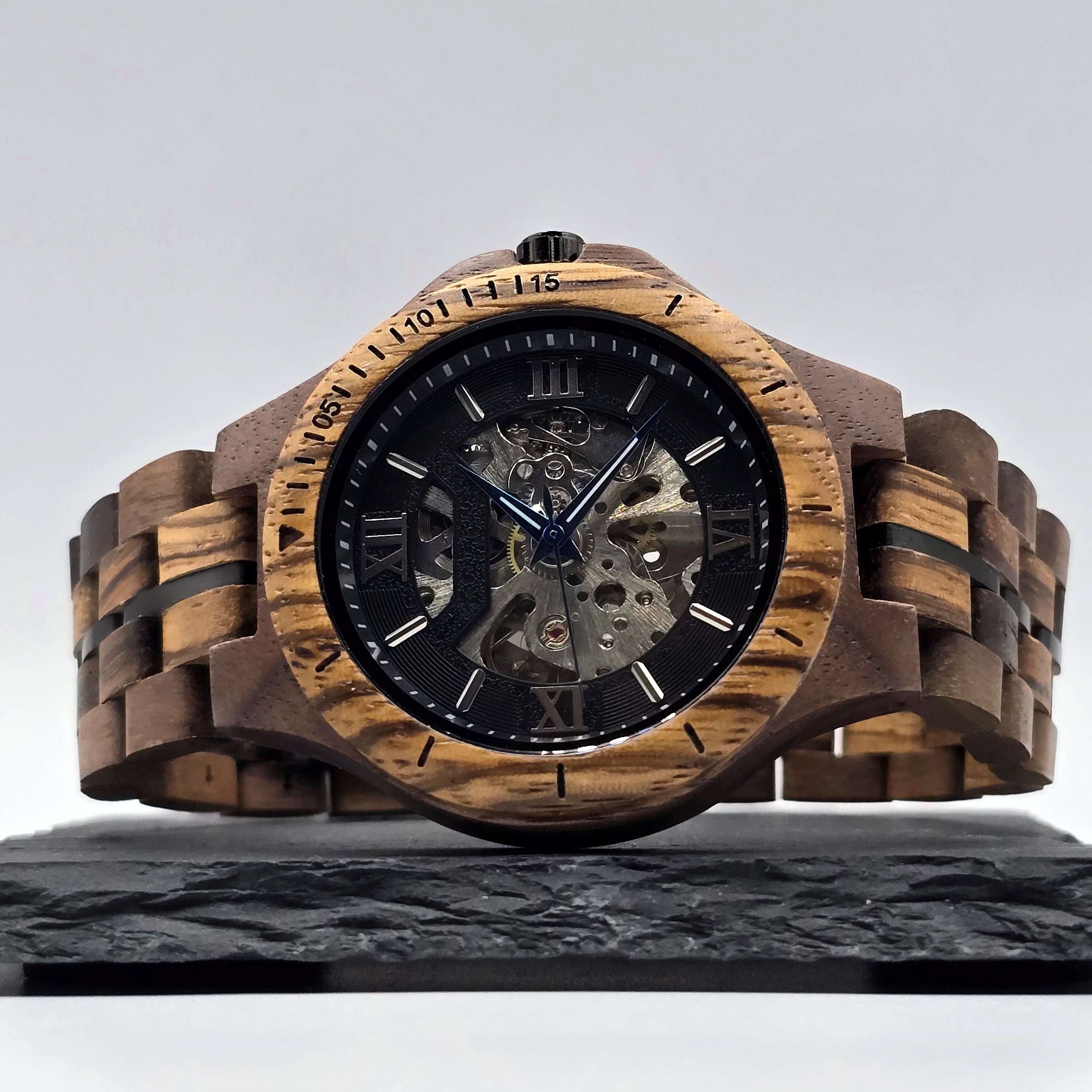 The Mechanical - Zebra & Walnut Wood Watch