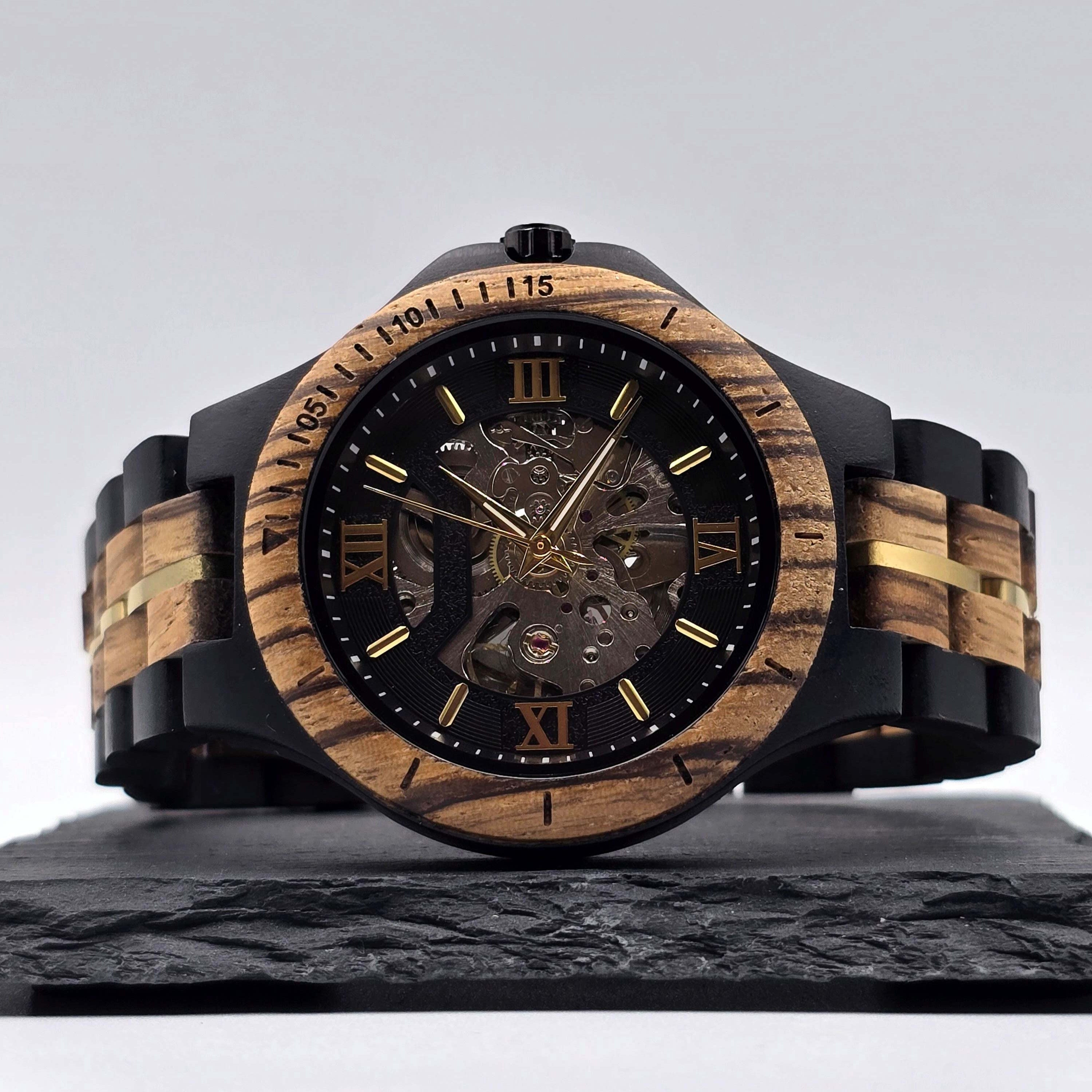The Mechanical - Zebra & Ebony Wood Watch