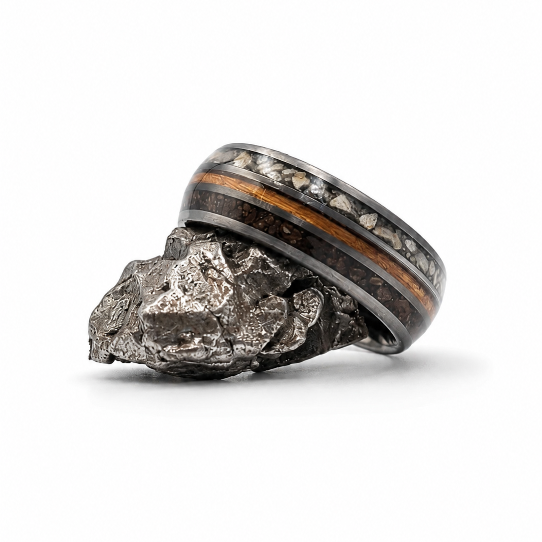 The Primal - Blood Oak, Dino Bone & Meg tooth ring