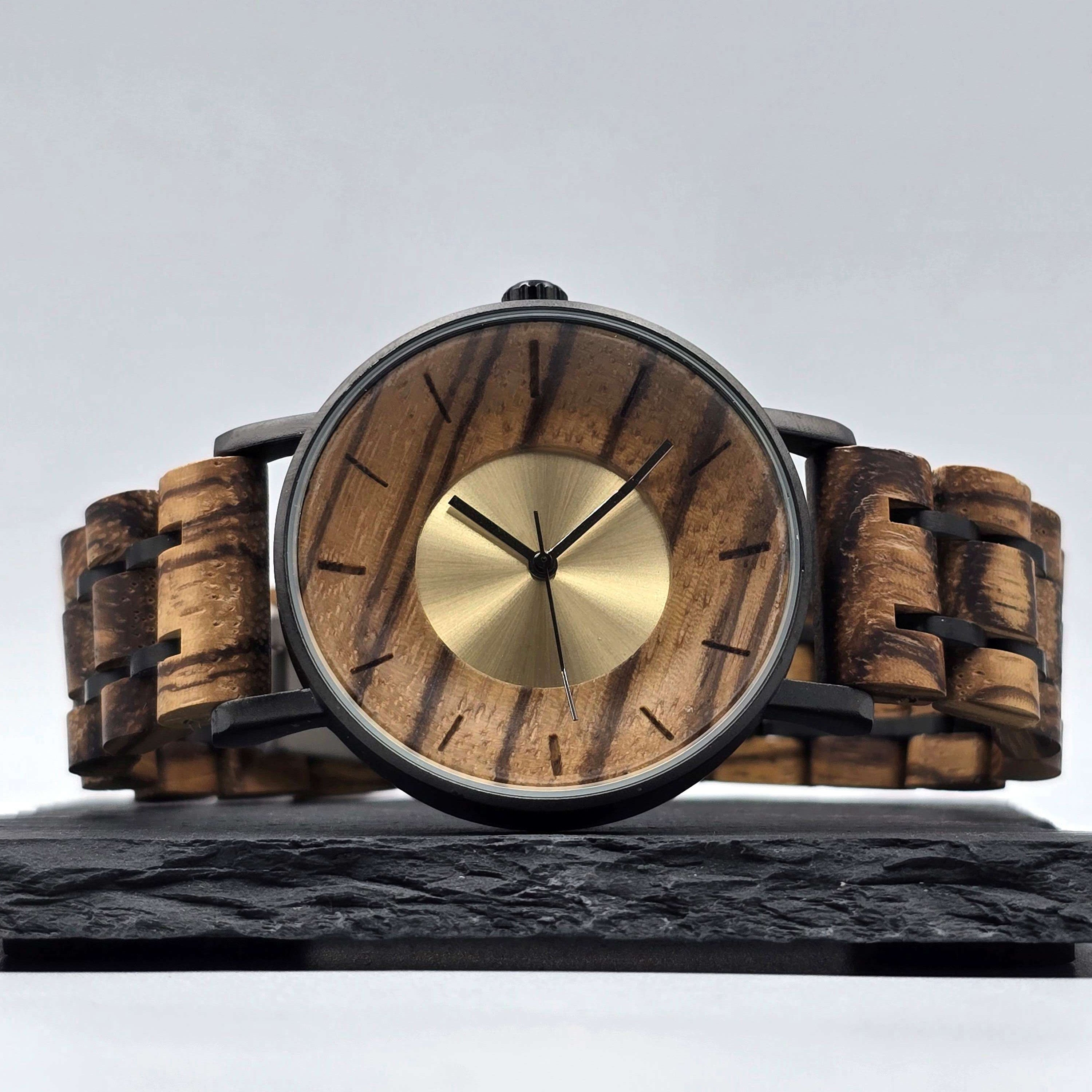 Vision - Zebrawood & Matte black Plated Stainless Steel Watch