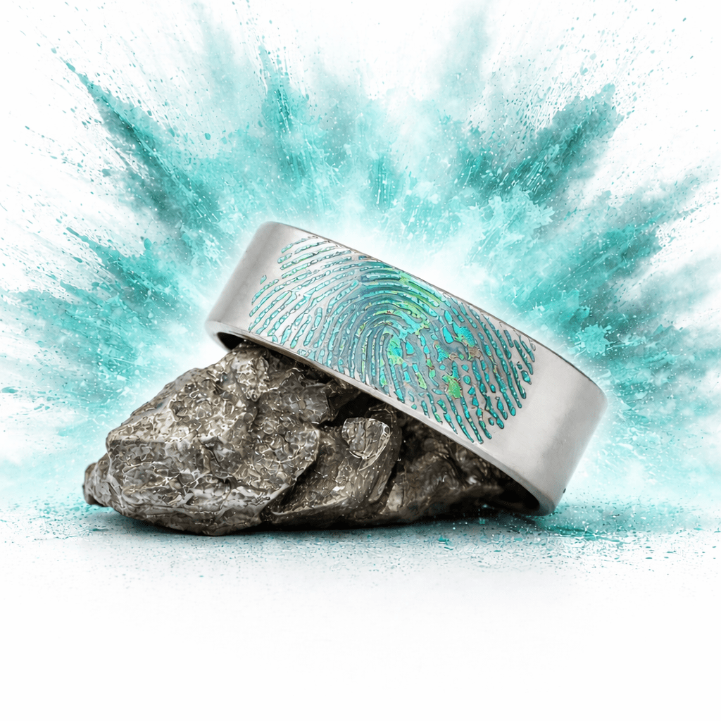 Aura Imprint Ring - Glow in the dark Deep etched Fingerprint