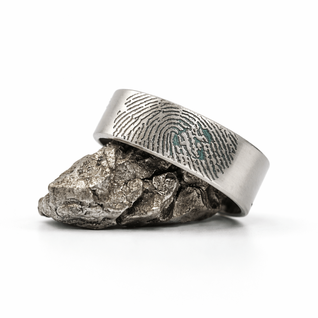 Aura Imprint Ring - Glow in the dark Deep etched Fingerprint