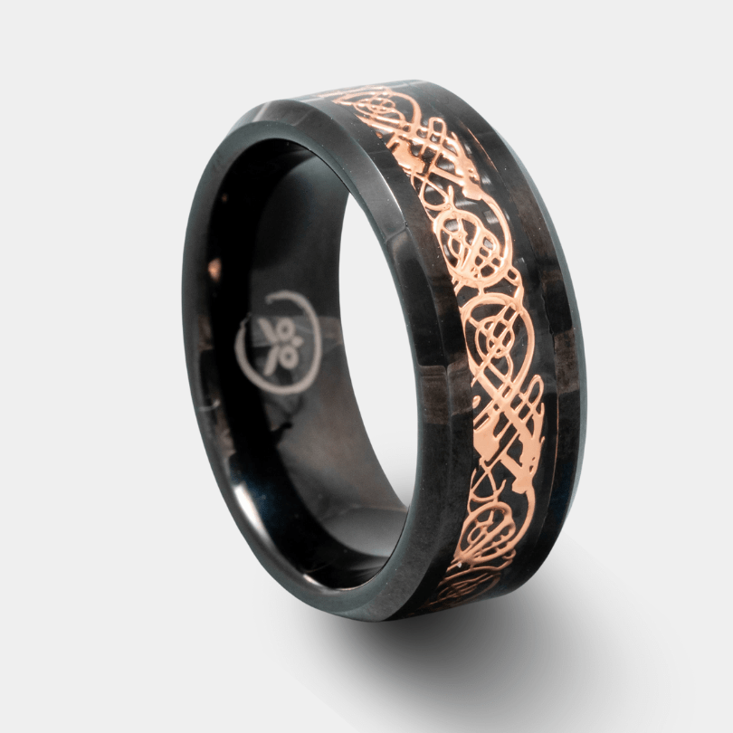 Black Smoke - Rose Gold Artwork Men's Tungsten Ring