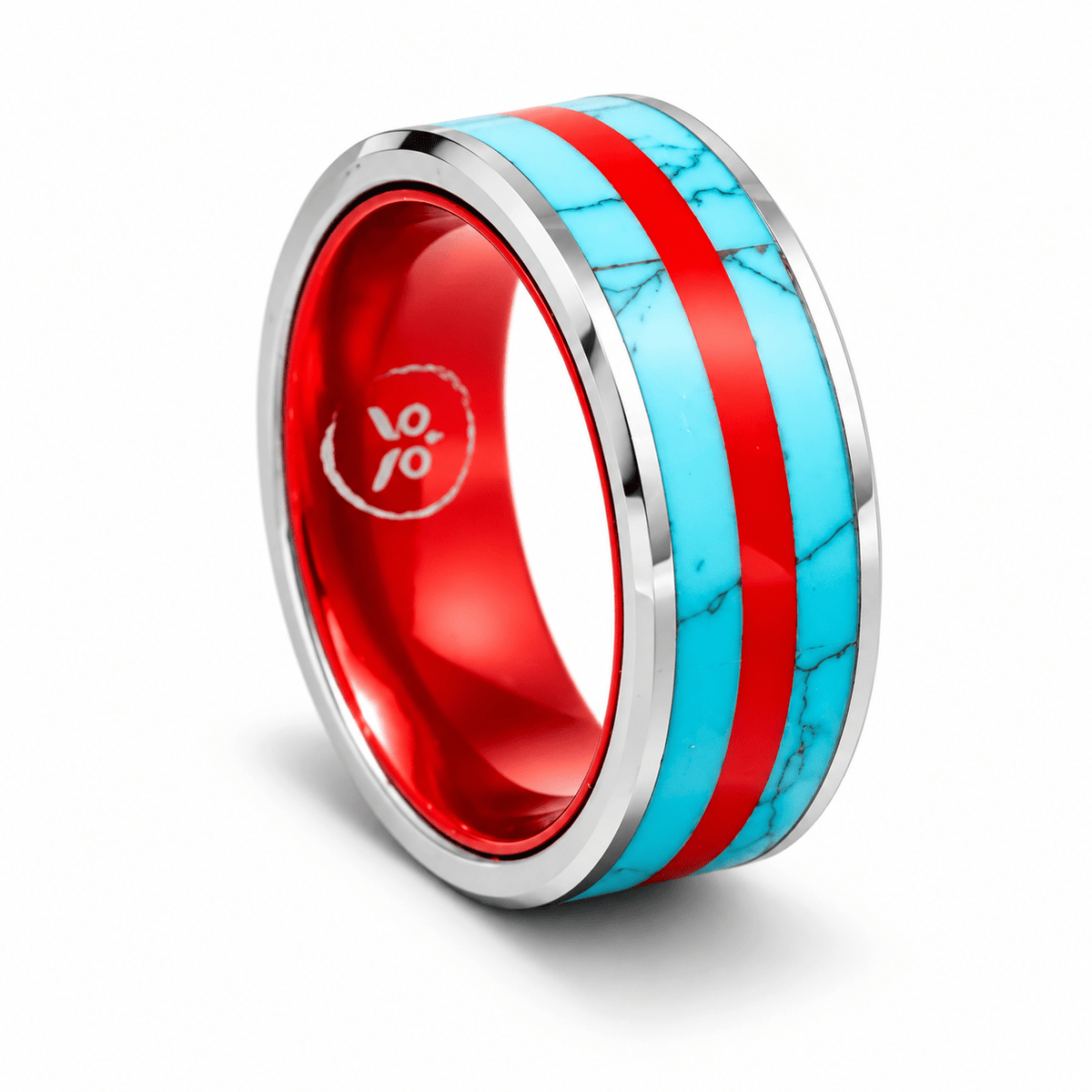 Captain America - Turquoise & Red Resin Men's Tungsten Ring