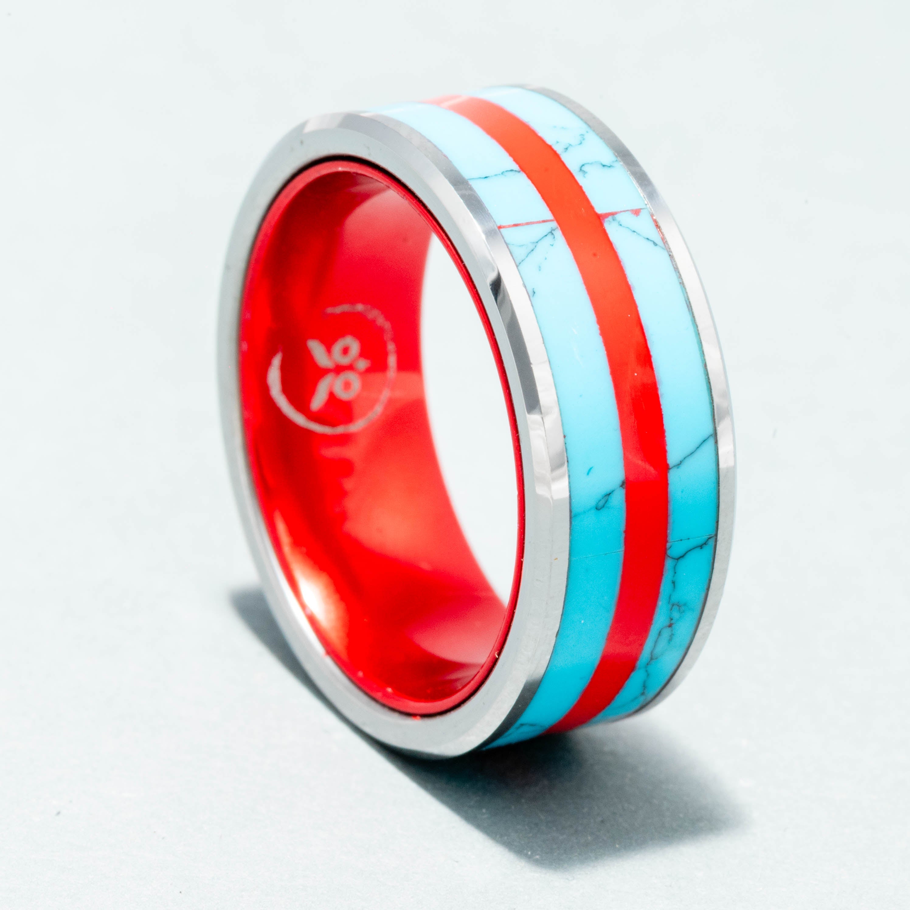 Captain America - Turquoise & Red Resin Men's Tungsten Ring