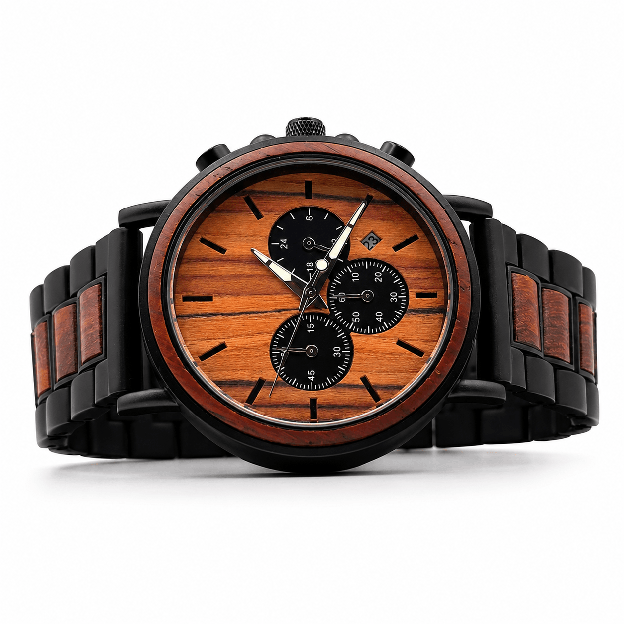 Flash - Black Plated Stainless Steel & Rosewood Watch