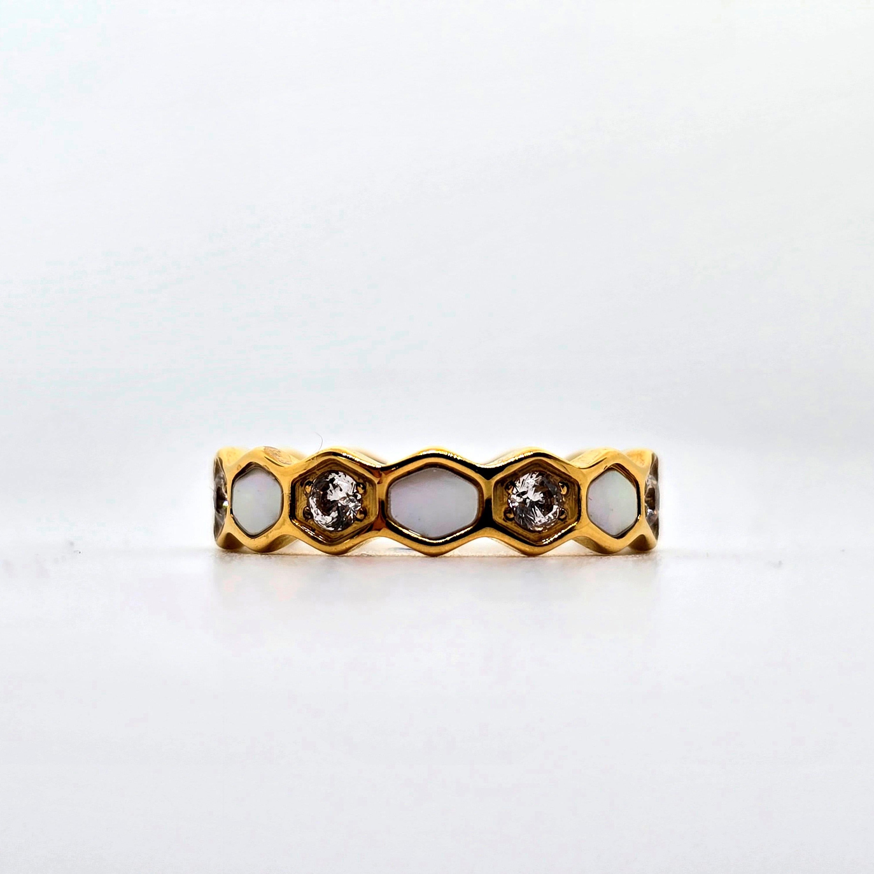 Honeycomb Gold - Titanium Womens Ring