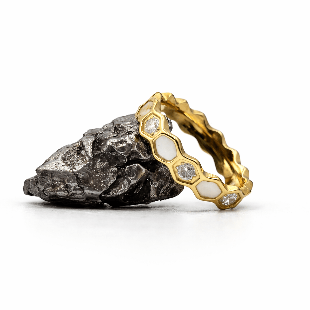 Honeycomb Gold - Titanium Womens Ring
