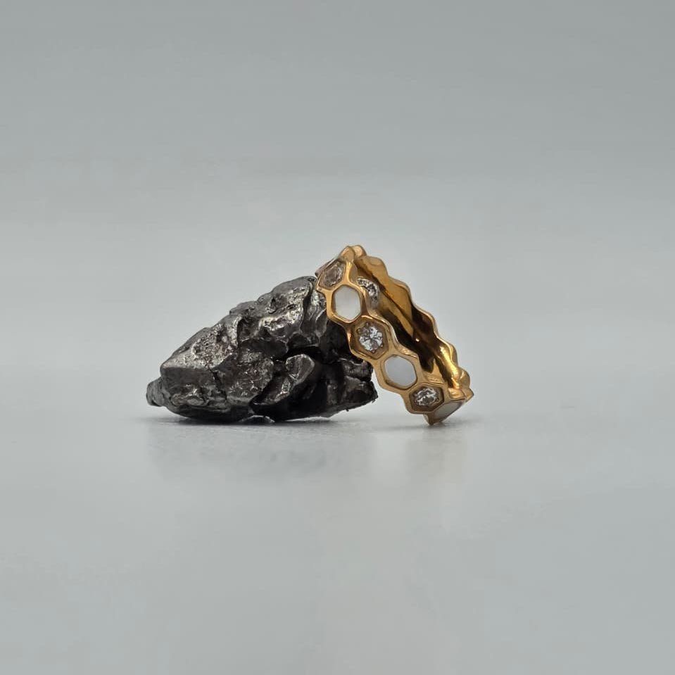 Honeycomb Rosegold - Titanium Womens Ring