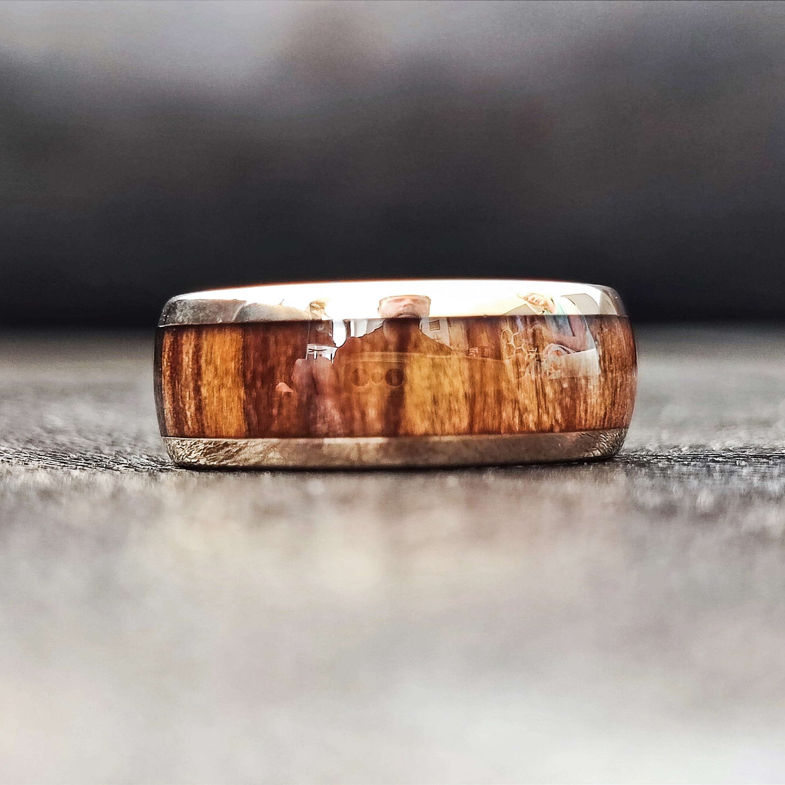 Iron Man Oval - Walnut Wood Men's Tungsten Ring