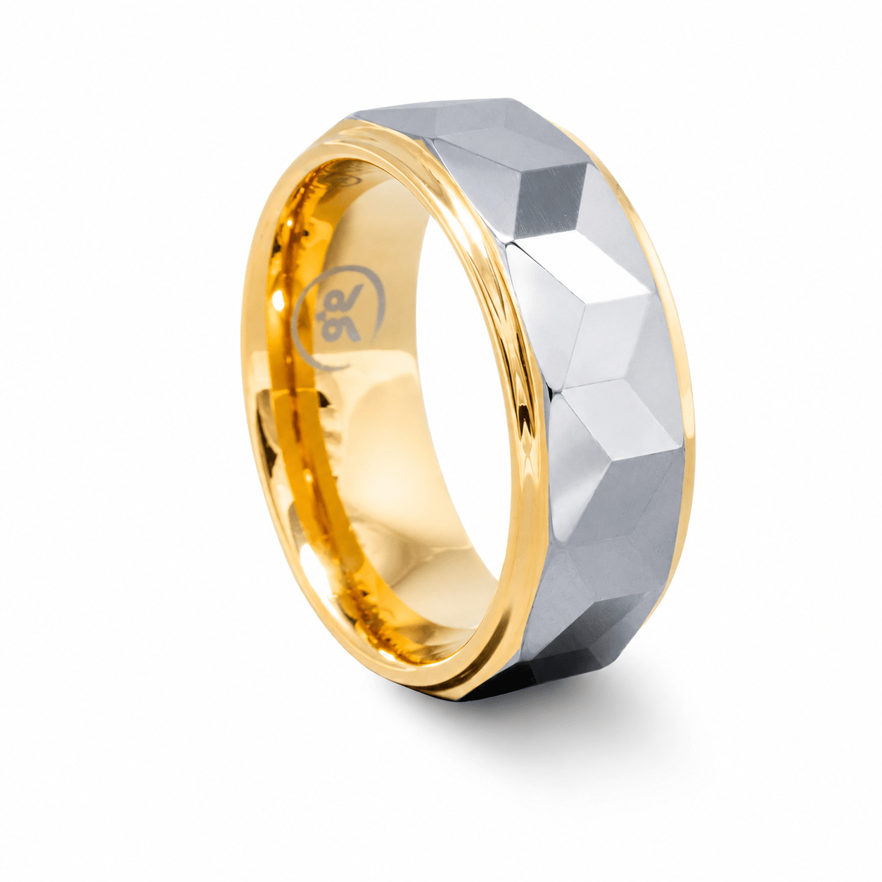 Mirror Mountain - Gold & Polished Men's Tungsten Ring