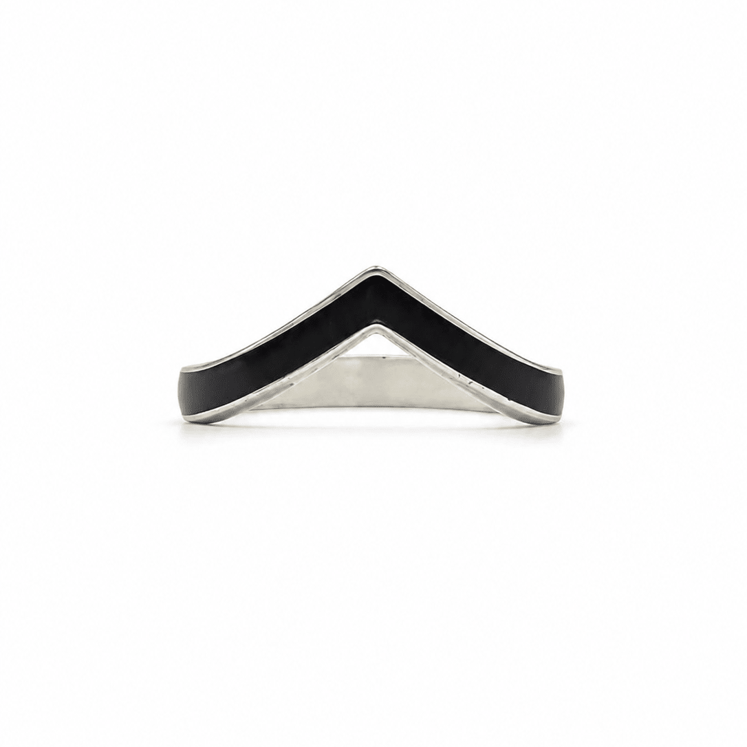 Skyler wishbone Ring - Silver & Ebony Wood