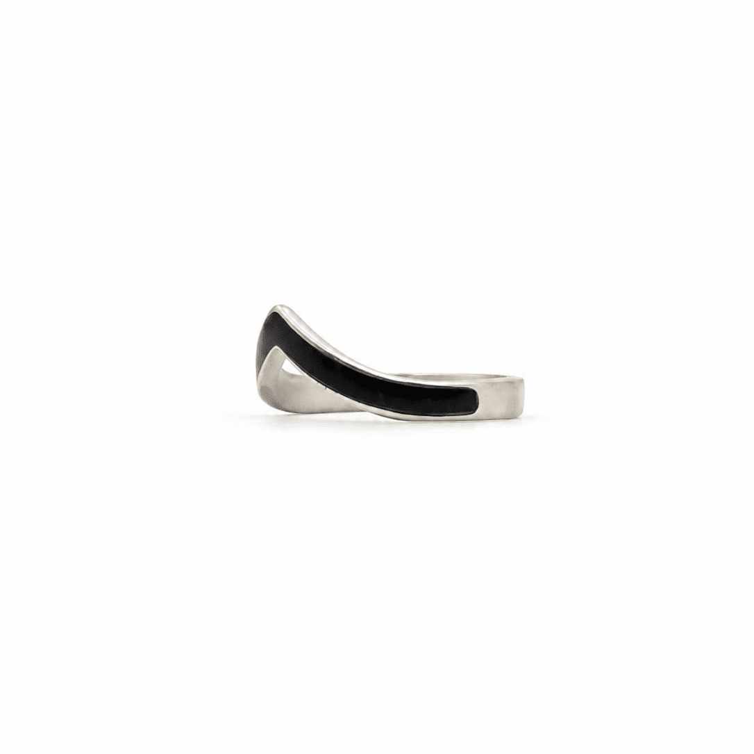 Skyler wishbone Ring - Silver & Ebony Wood