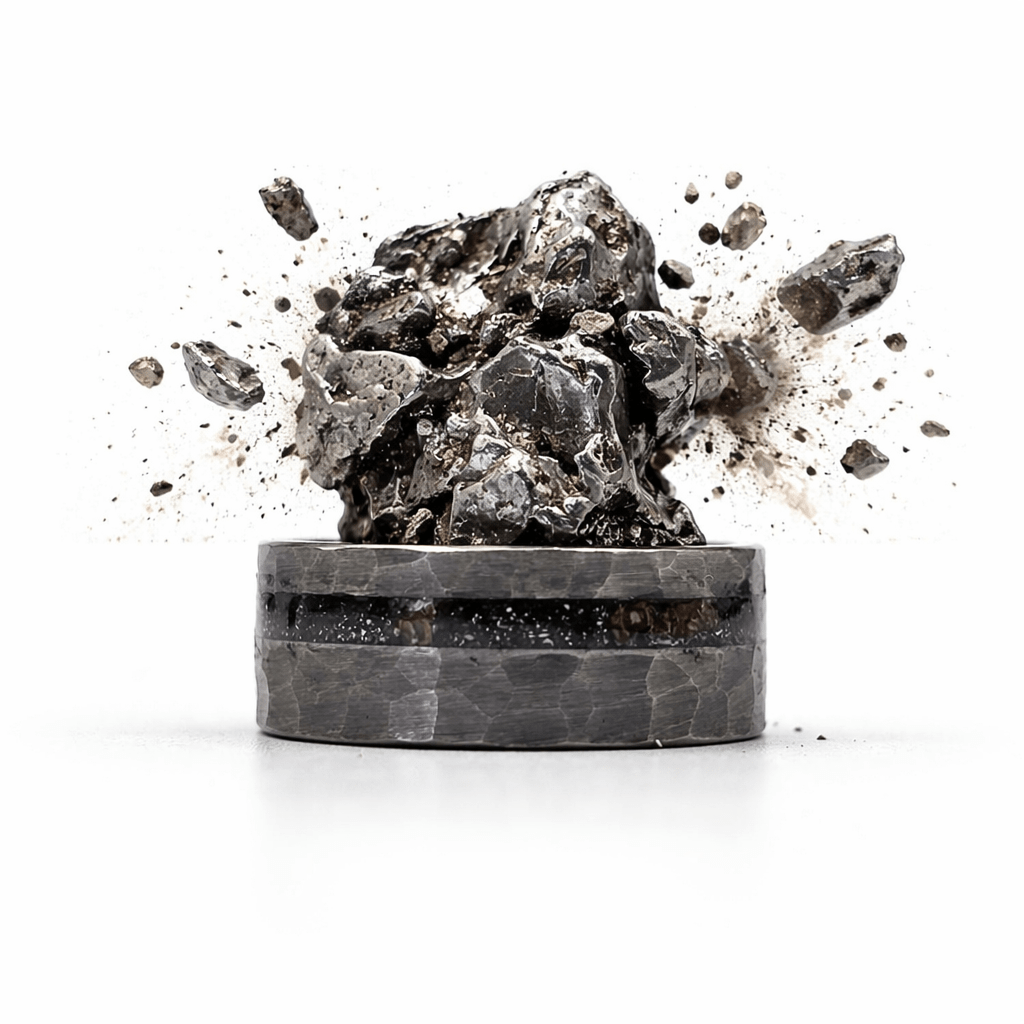 The Big Bang Ring - Meteorite & Chunks Agatized Dino Bone