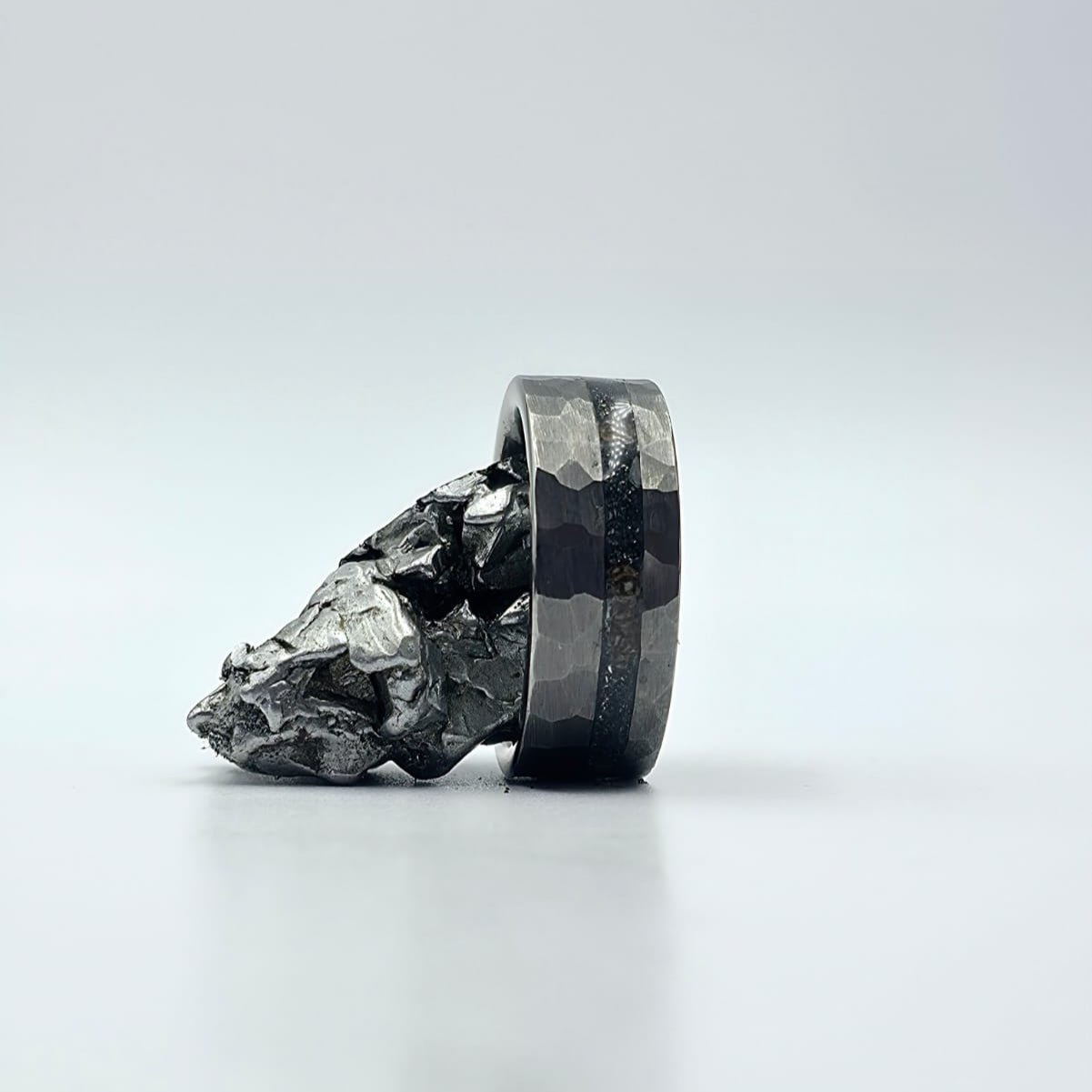 The Big Bang Ring - Meteorite & Chunks Agatized Dino Bone