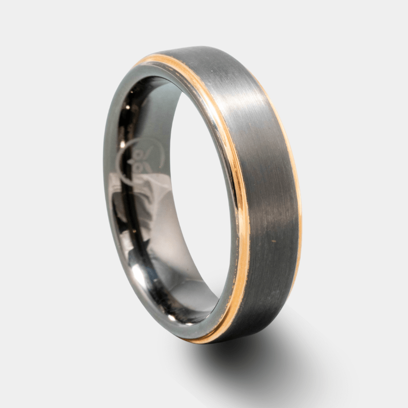 The Fitzgerald - Gunmetal & Rosegold Men's Tungsten Ring