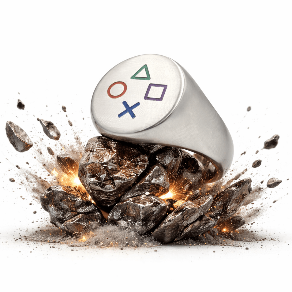 The Gameboy Ring - Titanium & Metallic abalone