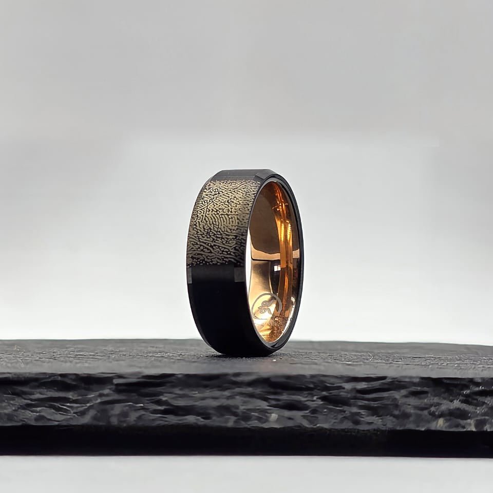 The Imprint Ring - Black Plated Tungsten (Your Fingerprint)