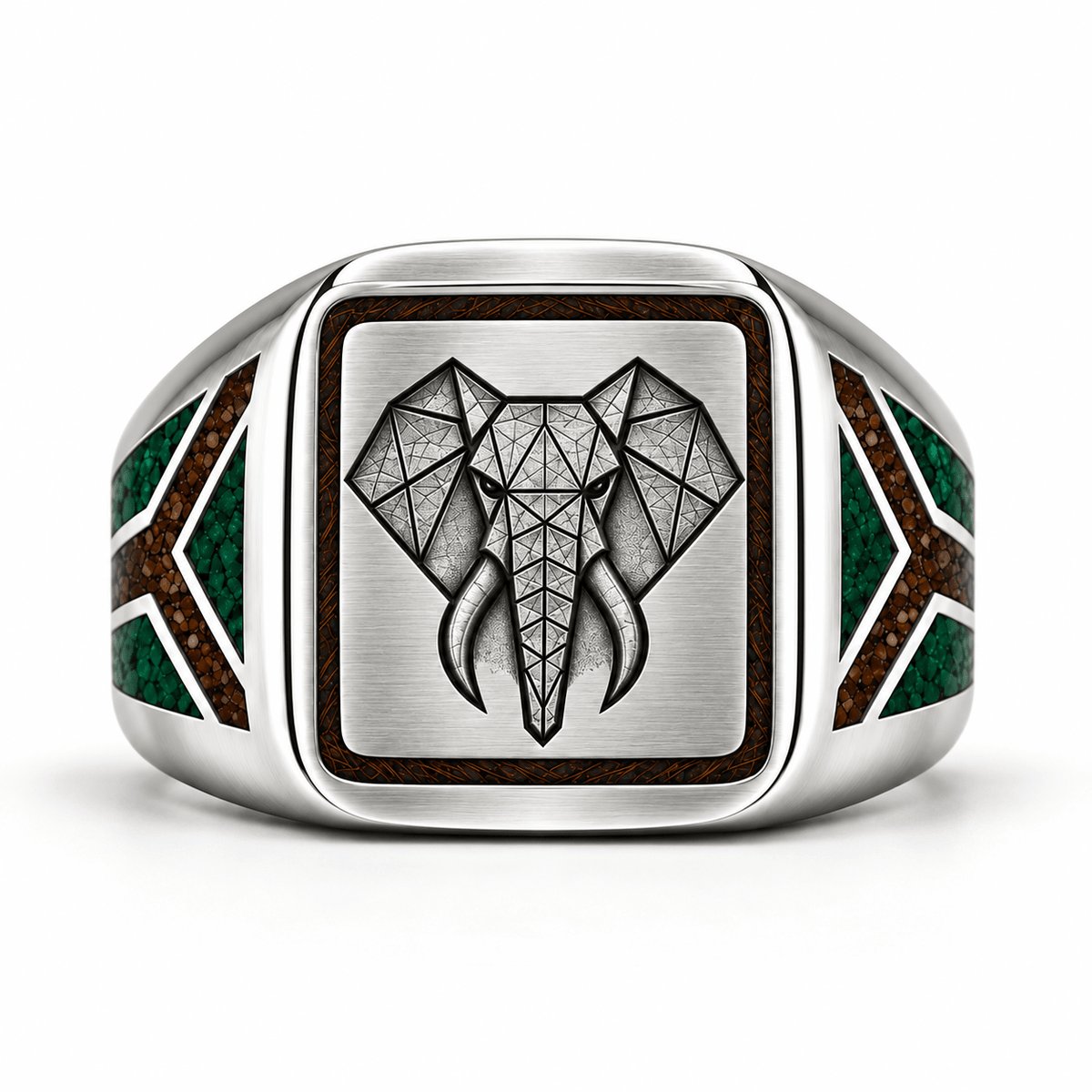 The Karoo Titan - Elephant Hair, Agatized dino bone & Malachite inlay