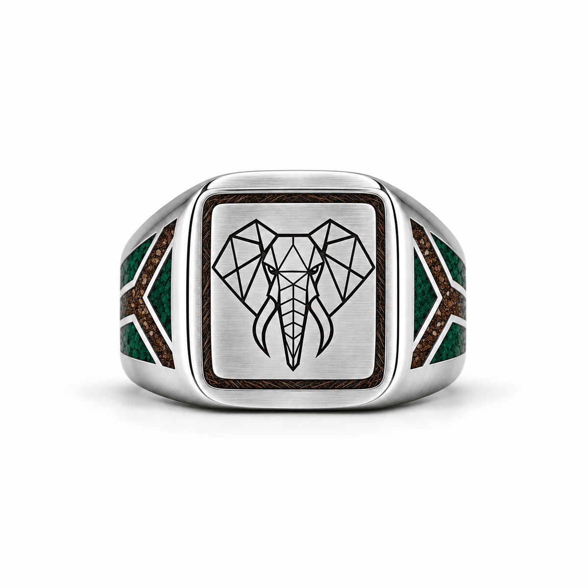The Karoo Titan - Elephant Hair, Agatized dino bone & Malachite inlay