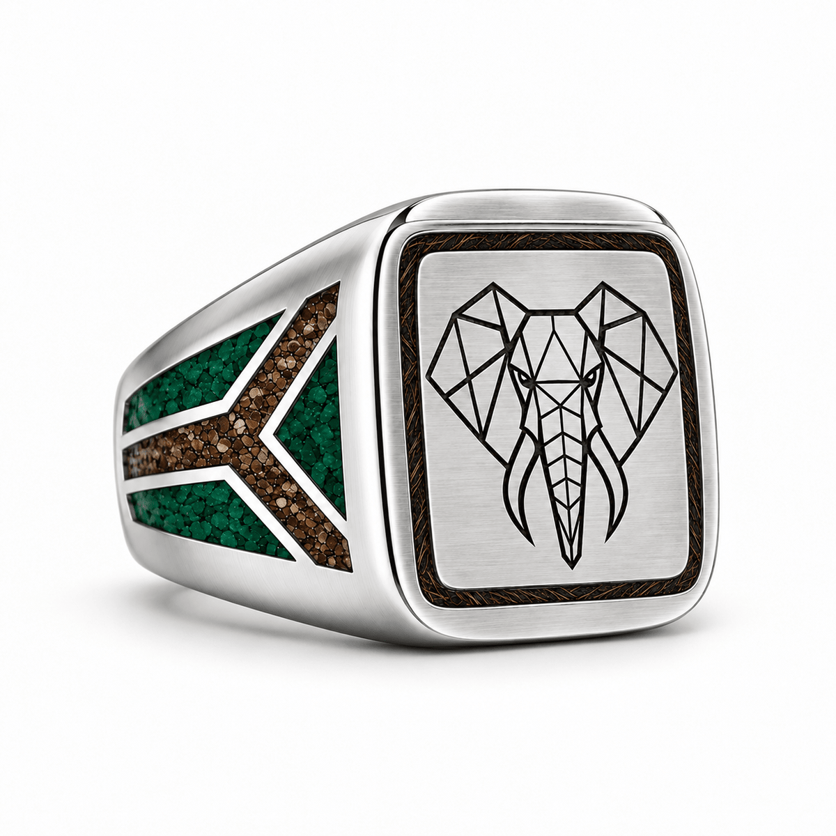 The Karoo Titan - Elephant Hair, Agatized dino bone & Malachite inlay